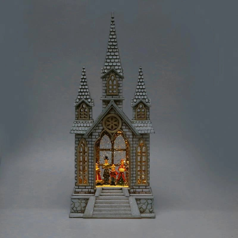Nativity Scene Christmas Lantern Village Church Glitter Snow Globe Home Decor