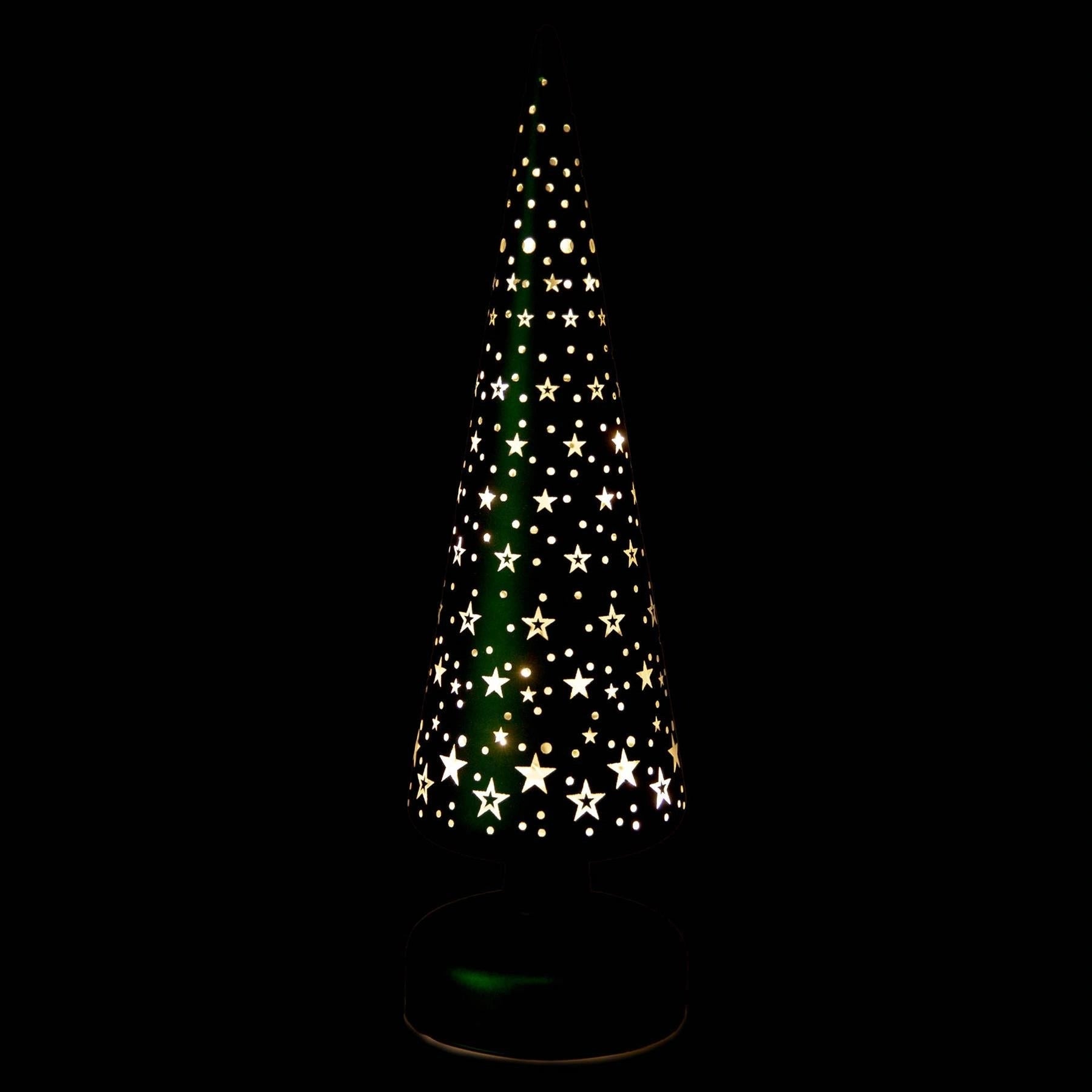Christmas Tree Glass Lamp Led Green Glass Tree Stars 32cm Xmas Home Decoration