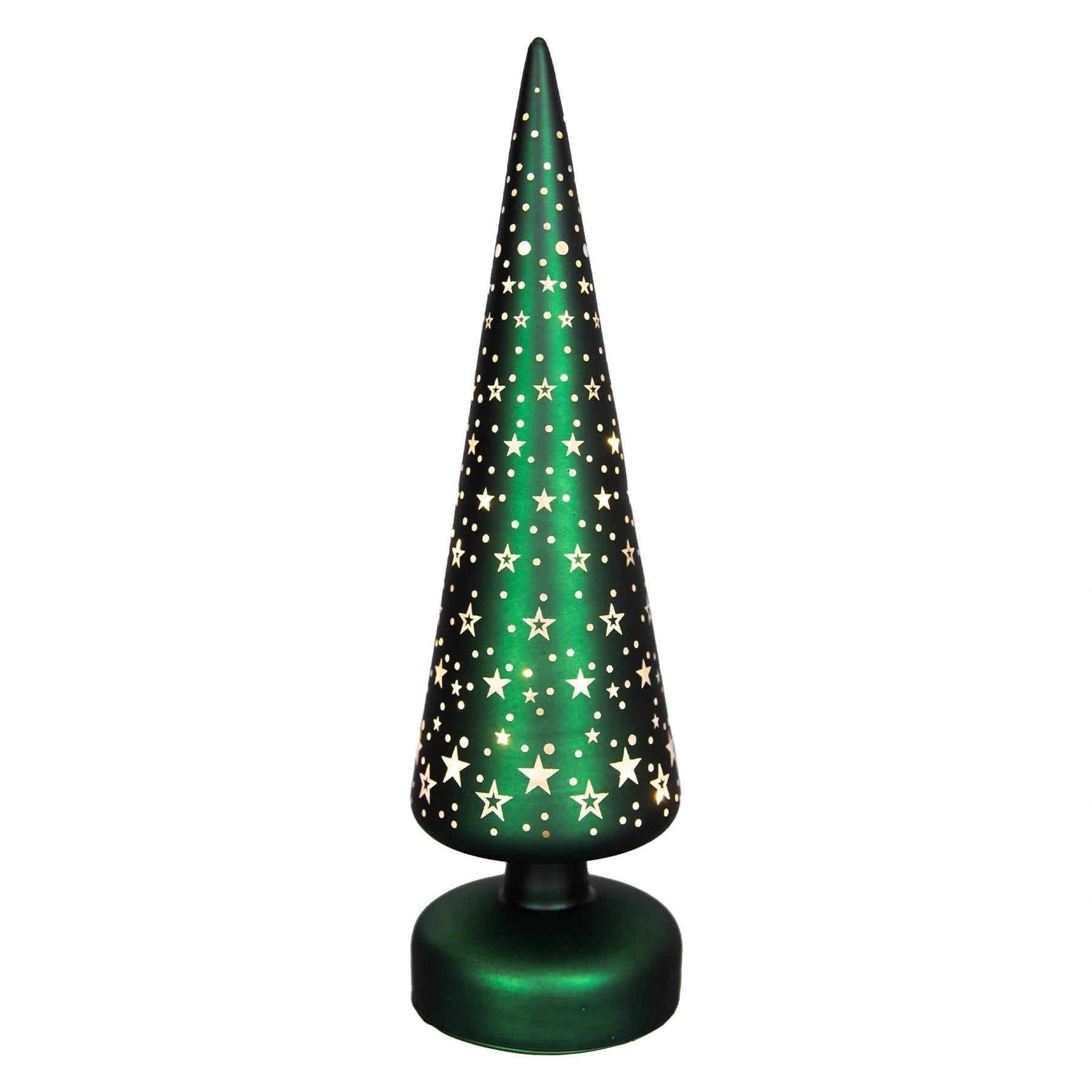 32Cm Christmas Tree Glass Lamp Led Green Glass Tree / Stars