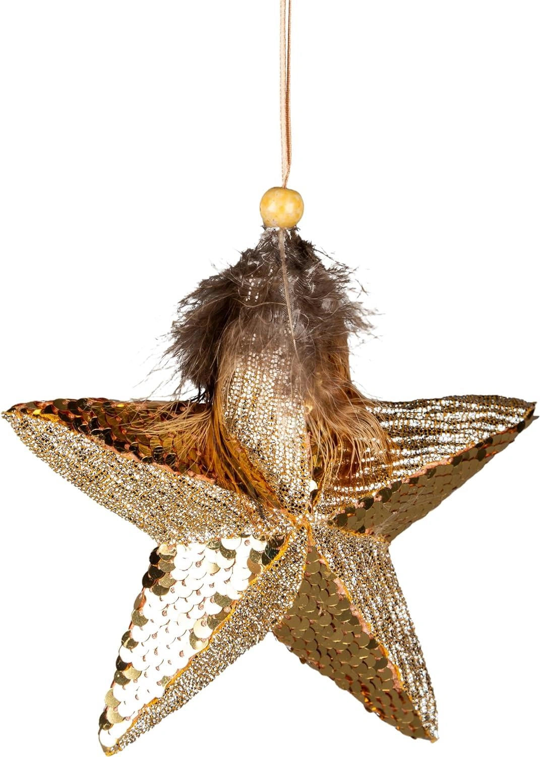 15Cm Gold  Star - Christmas Hanging Decoration