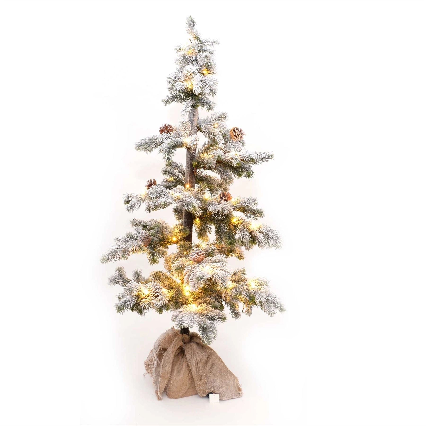 Artificial Frosted Tip Pine Pre-Lit Lights Fiber Optic Christmas Snow Tree 140cm