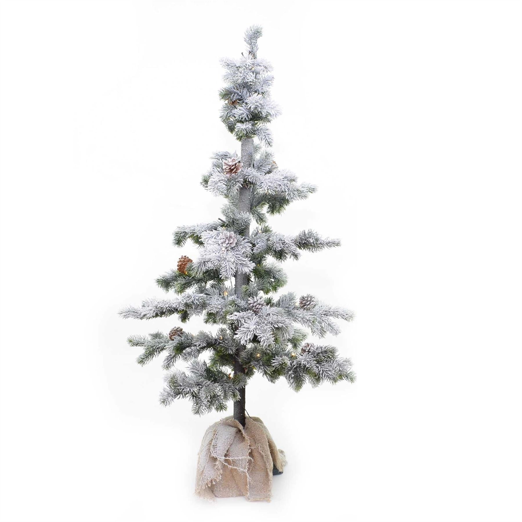 Artificial Frosted Tip Pine Pre-Lit Lights Fiber Optic Christmas Snow Tree 140cm