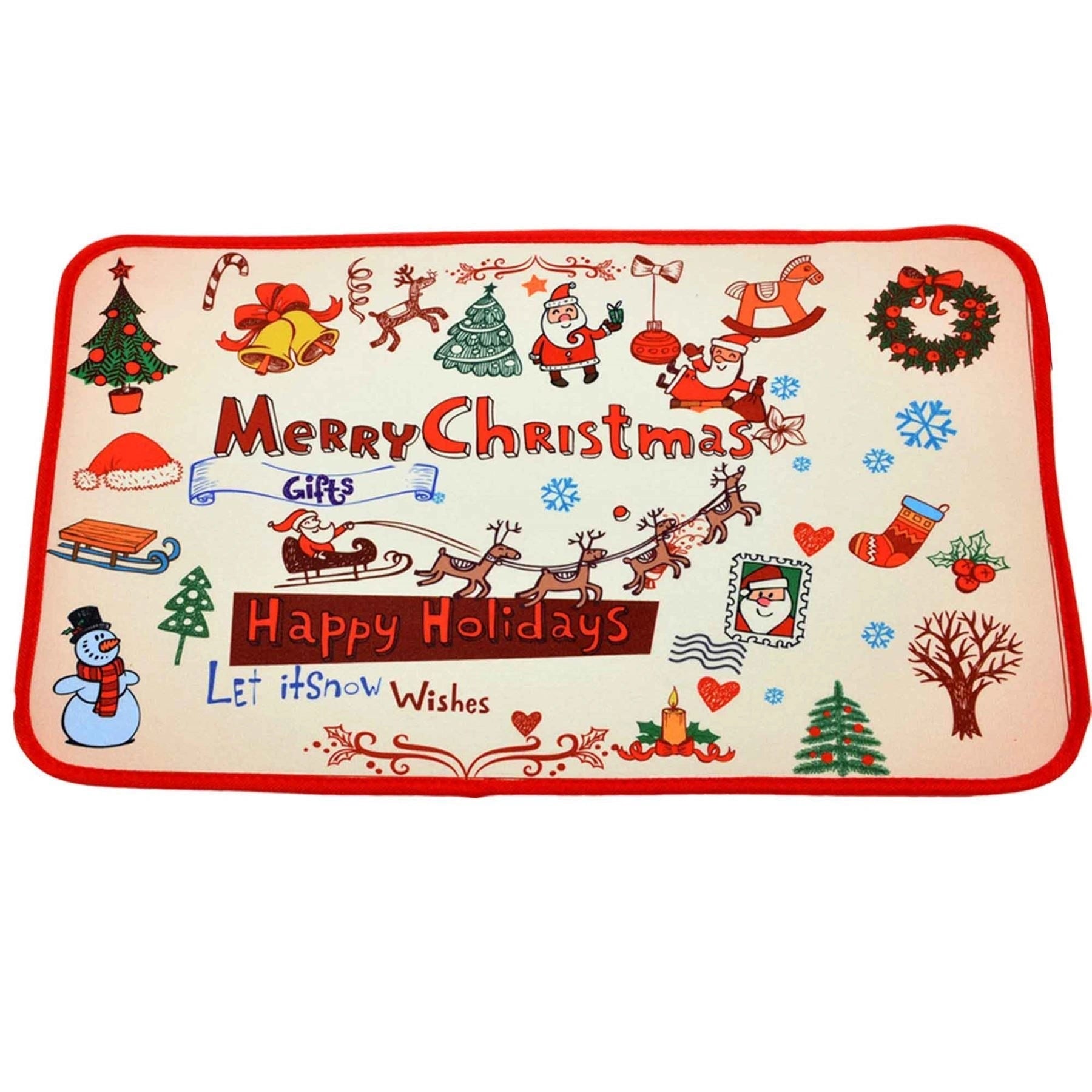 Assorted 6 Door Mats Santa Christmas Home Decoration Floor Rugs Xmas Washable