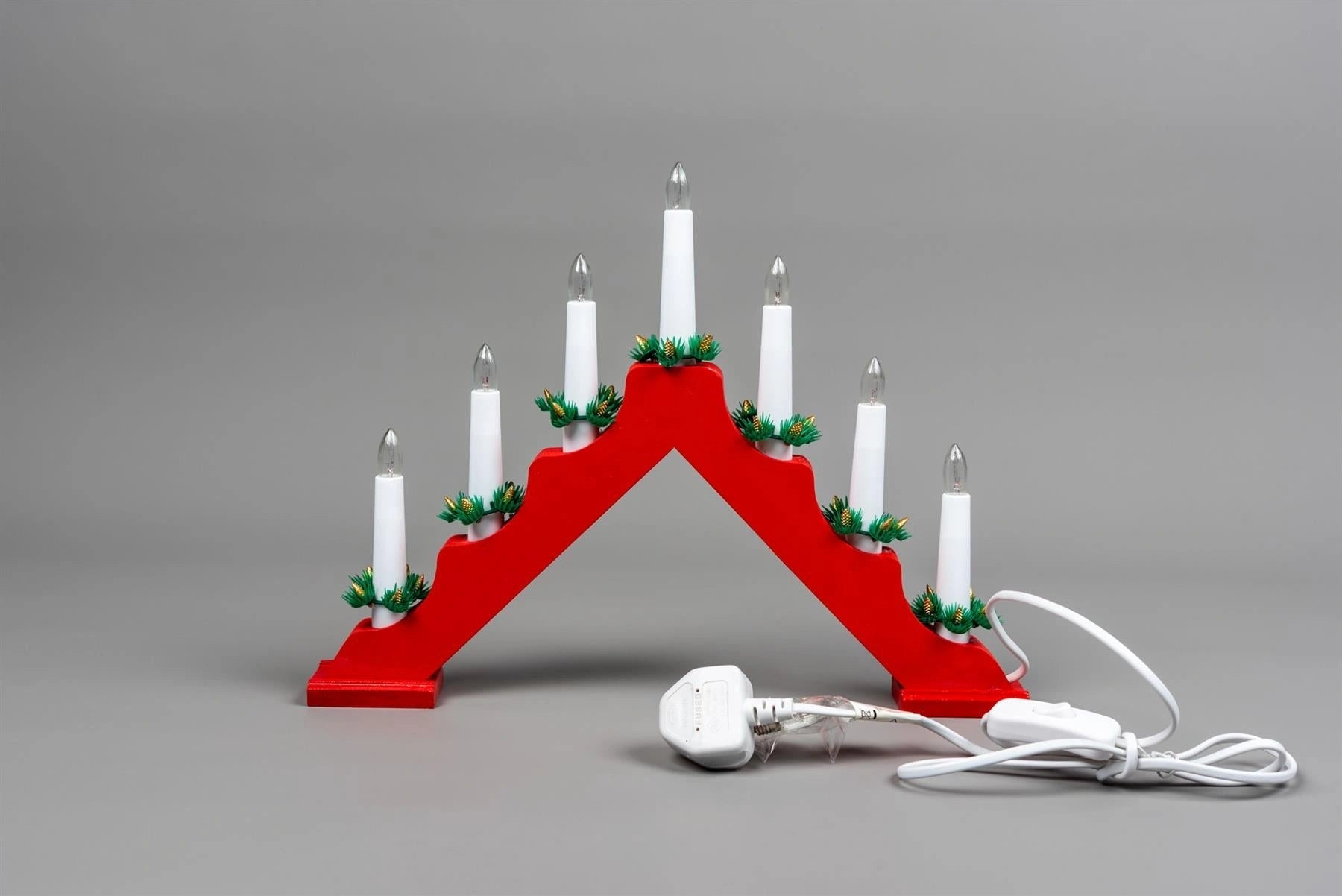 2Pcs Christmas Candle Bridge Arch Wooden LED Pre Lit Xmas Window Home Decoration