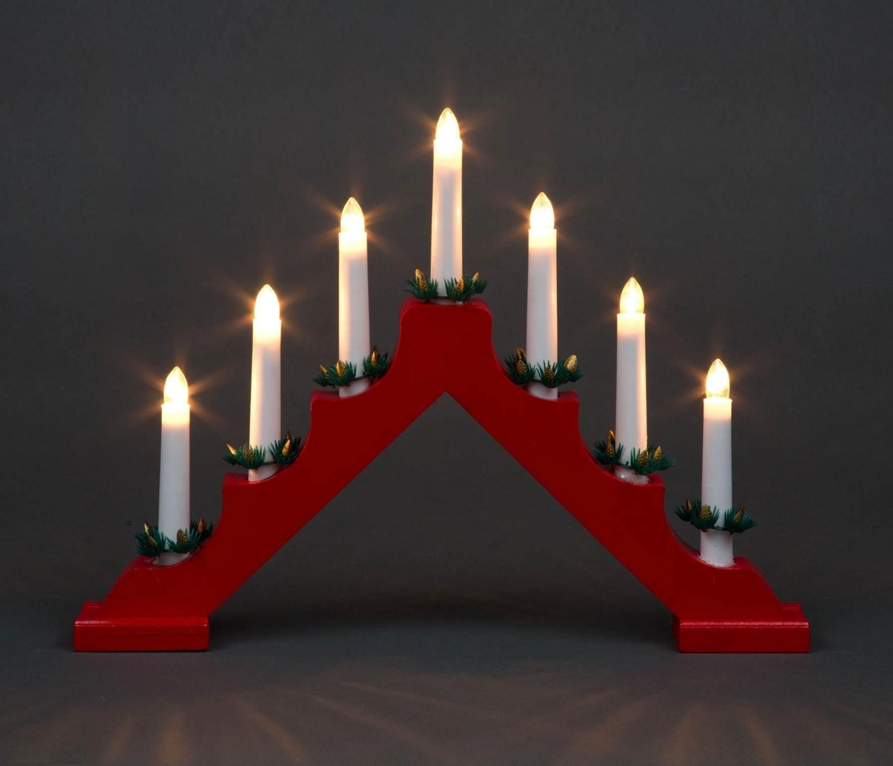 2Pcs Christmas Candle Bridge Arch Wooden LED Pre Lit Xmas Window Home Decoration