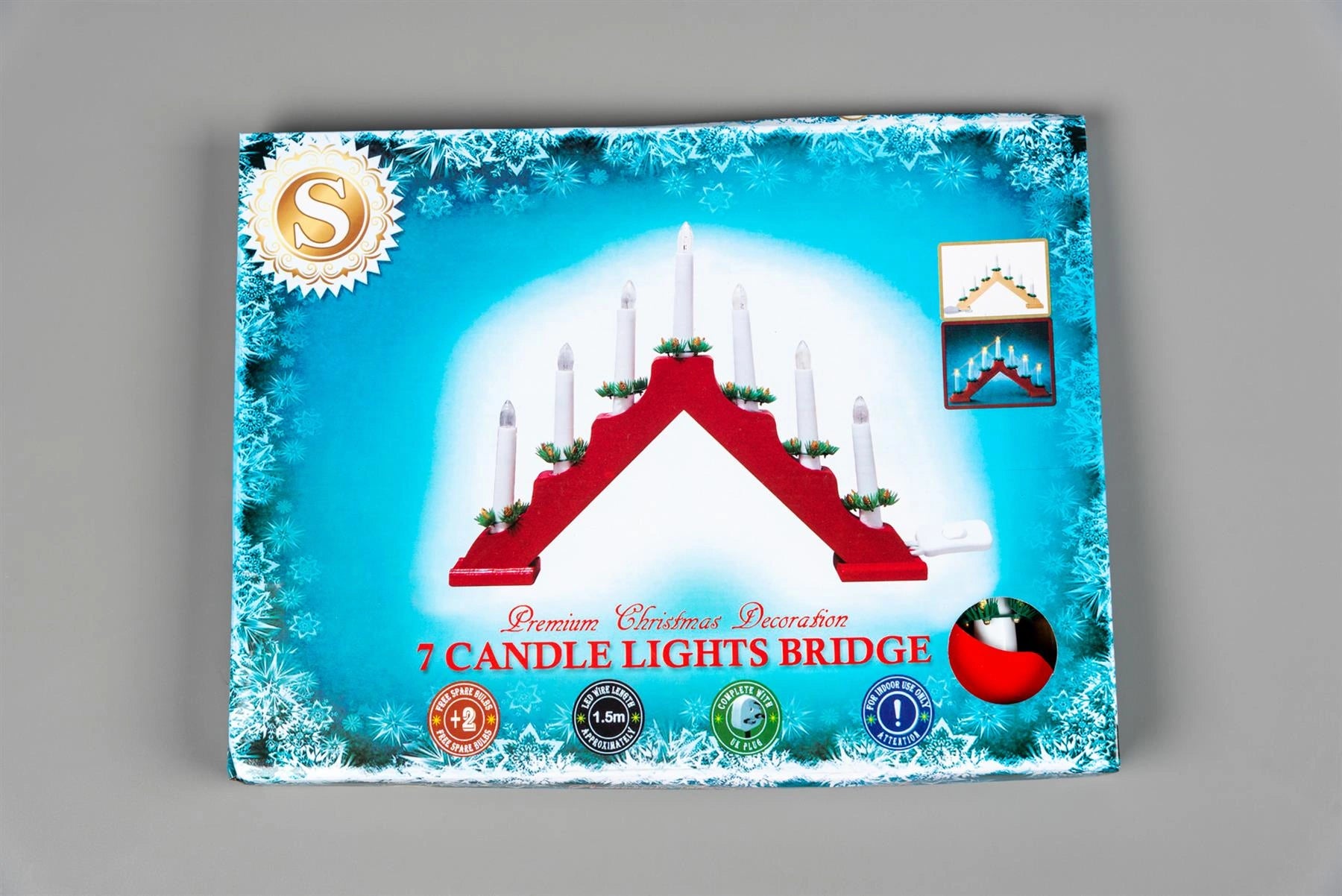 2Pcs Christmas Candle Bridge Arch Wooden LED Pre Lit Xmas Window Home Decoration