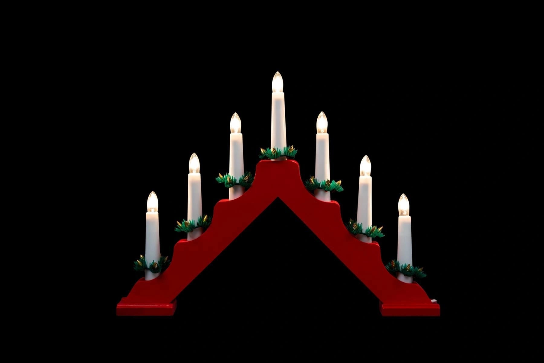 2Pcs Christmas Candle Bridge Arch Wooden LED Pre Lit Xmas Window Home Decoration