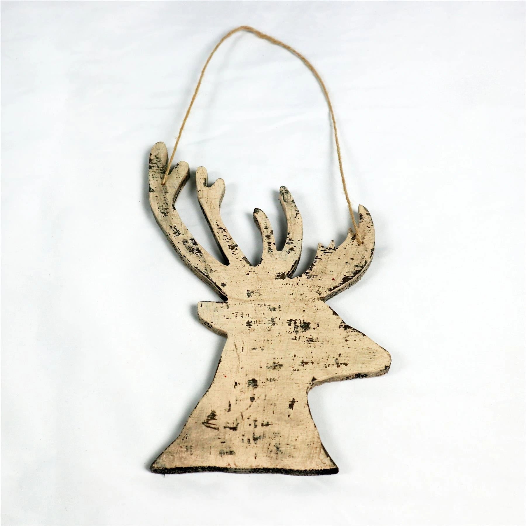 Christmas Hanging Wooden Cream Side Face Deer Wall Decoration Home Office Decor