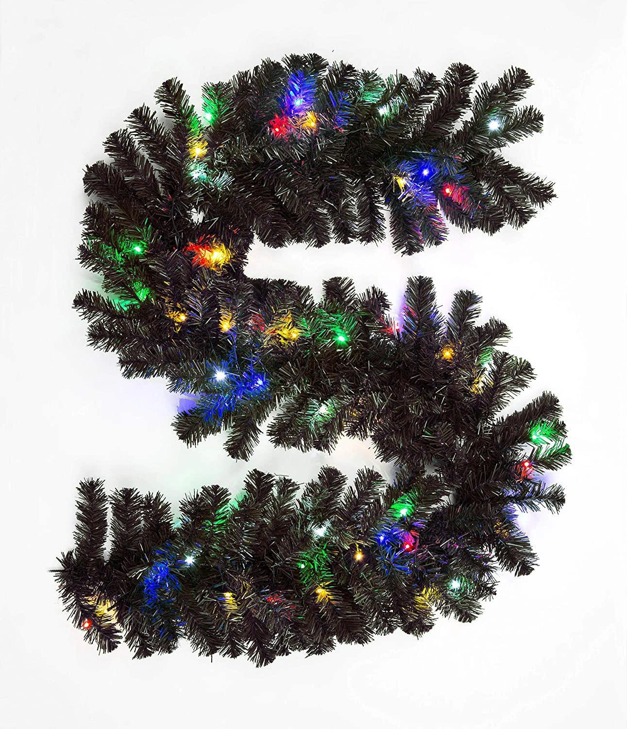 Pre-Lit Alaskan Pine Multicolor Leds Black Garland 200Cm