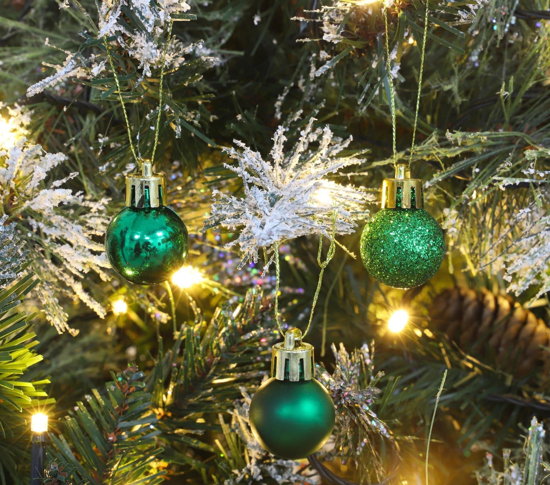 24X Christmas Baubles Hanging Decoration Emerald Green Xmas Tree Ornaments 30mm