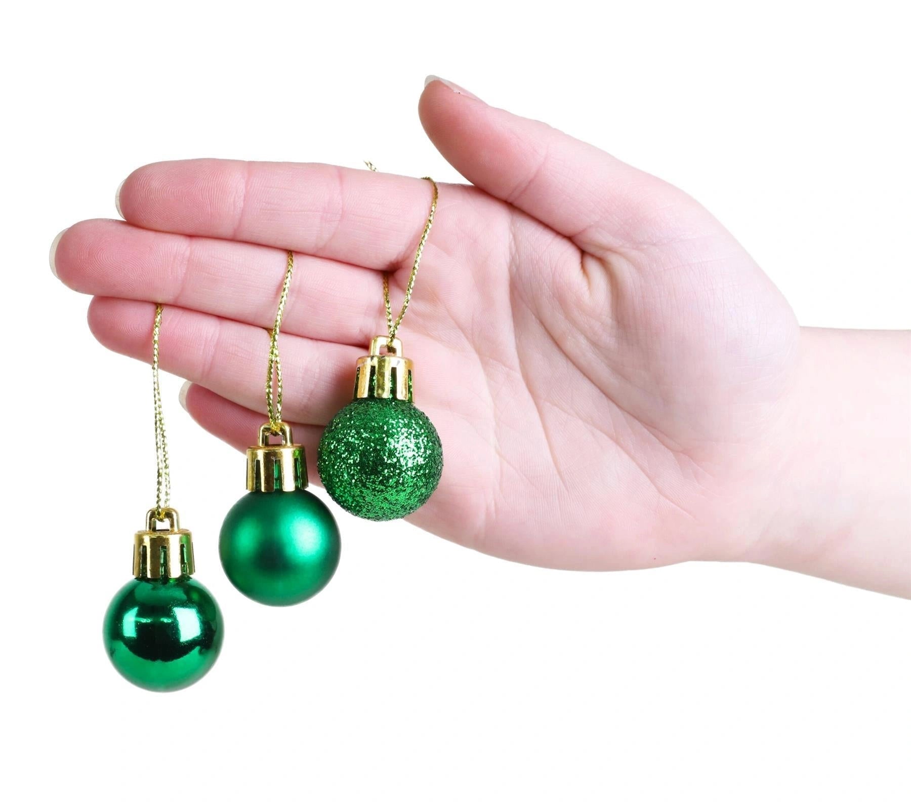 24X Christmas Baubles Hanging Decoration Emerald Green Xmas Tree Ornaments 30mm