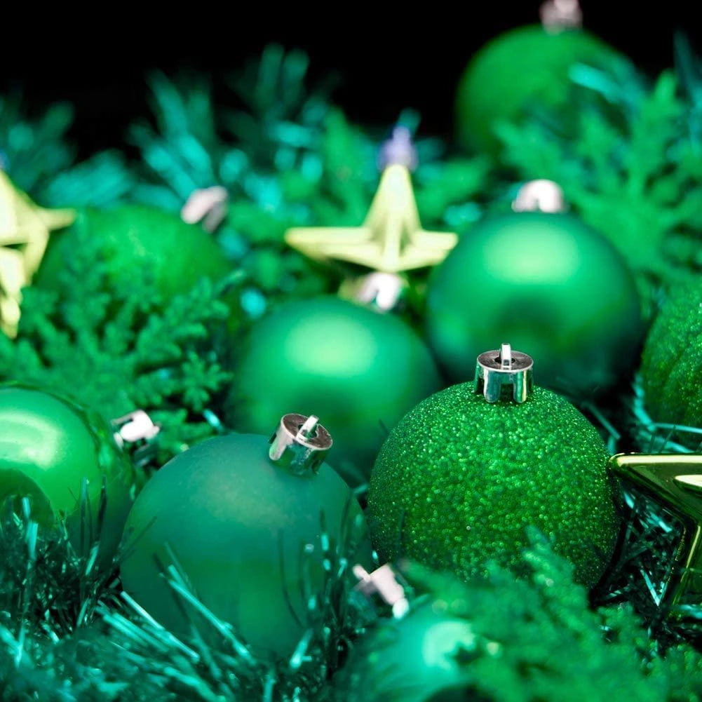 24X Christmas Baubles Hanging Decoration Emerald Green Xmas Tree Ornaments 30mm