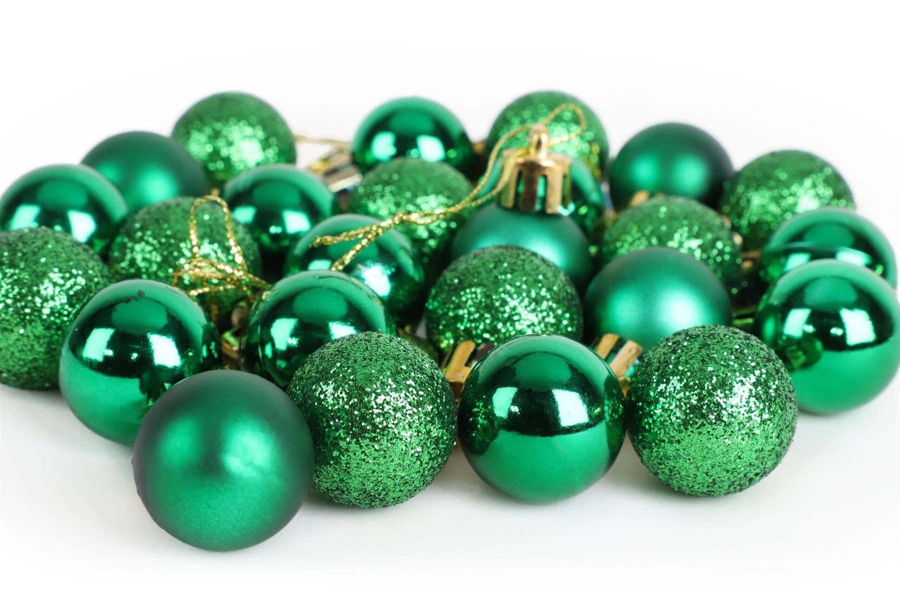 Baubles Emerald Green 3Cm 24Pcs Set Pvc
