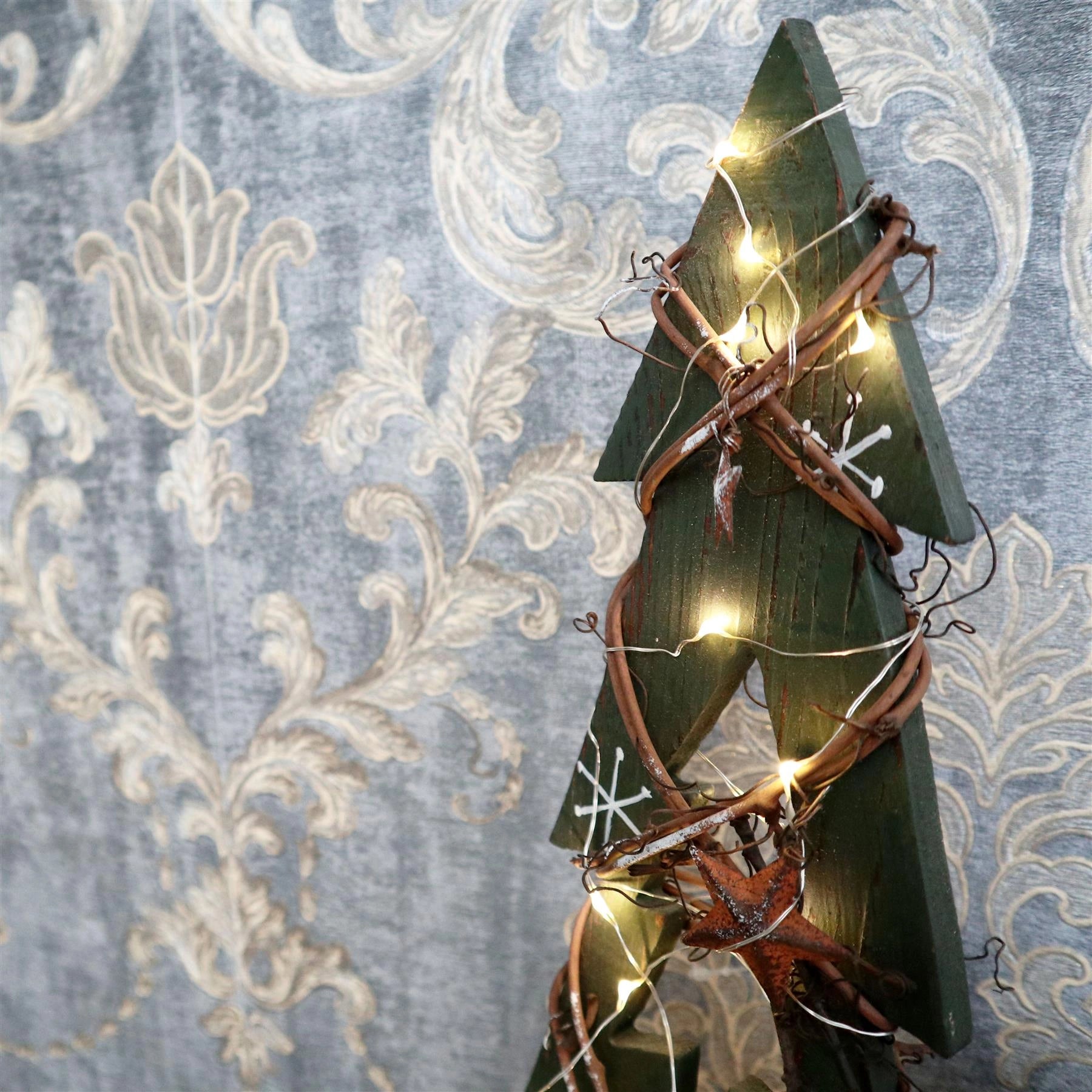 Green Wooden Tree LEDs Christmas Table Decorations Xmas Party Office Home Piece