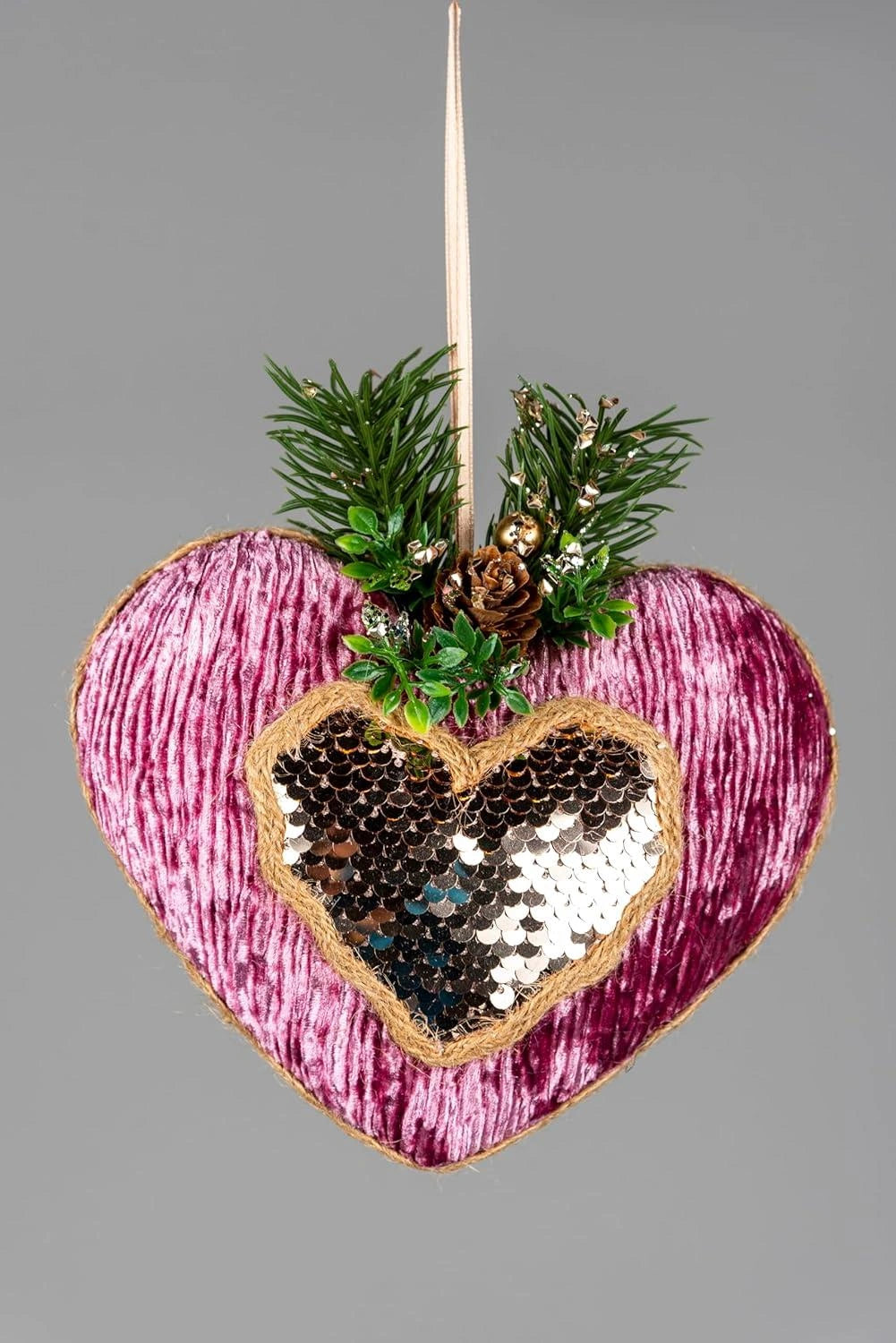 Pink Heart Bauble Christmas Tree Hanging Decoration 16.5 cm Hanging Ornament
