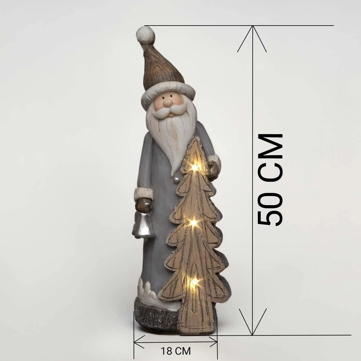 LED Santa w/ Xmas Tree 50cm Wooden Figurine Table Mantelpiece Xmas Home Decor