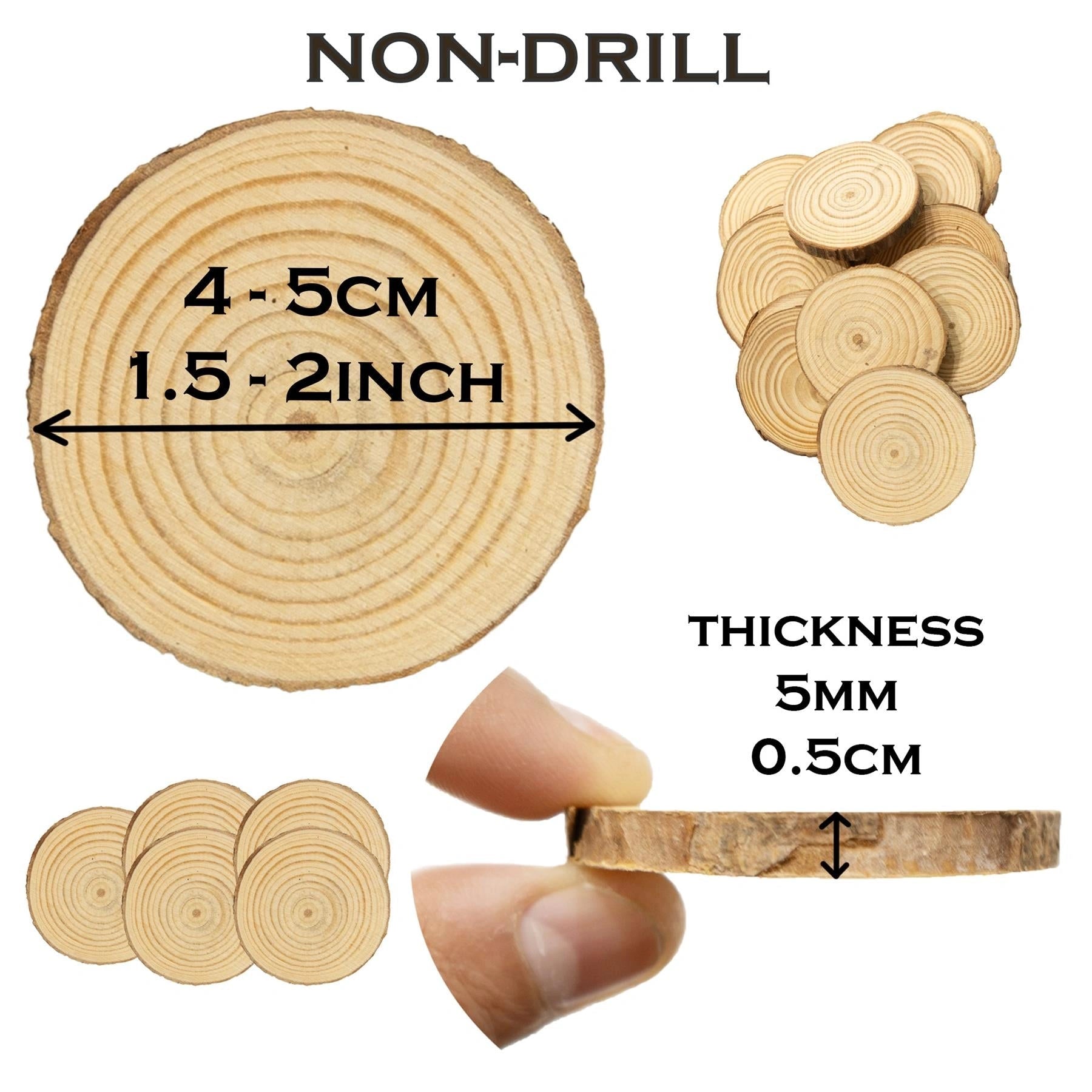 60Pc Wood Slice Pine Tree Bark Log Round Disc 3-5CM DIY Craft Home Wedding Decor