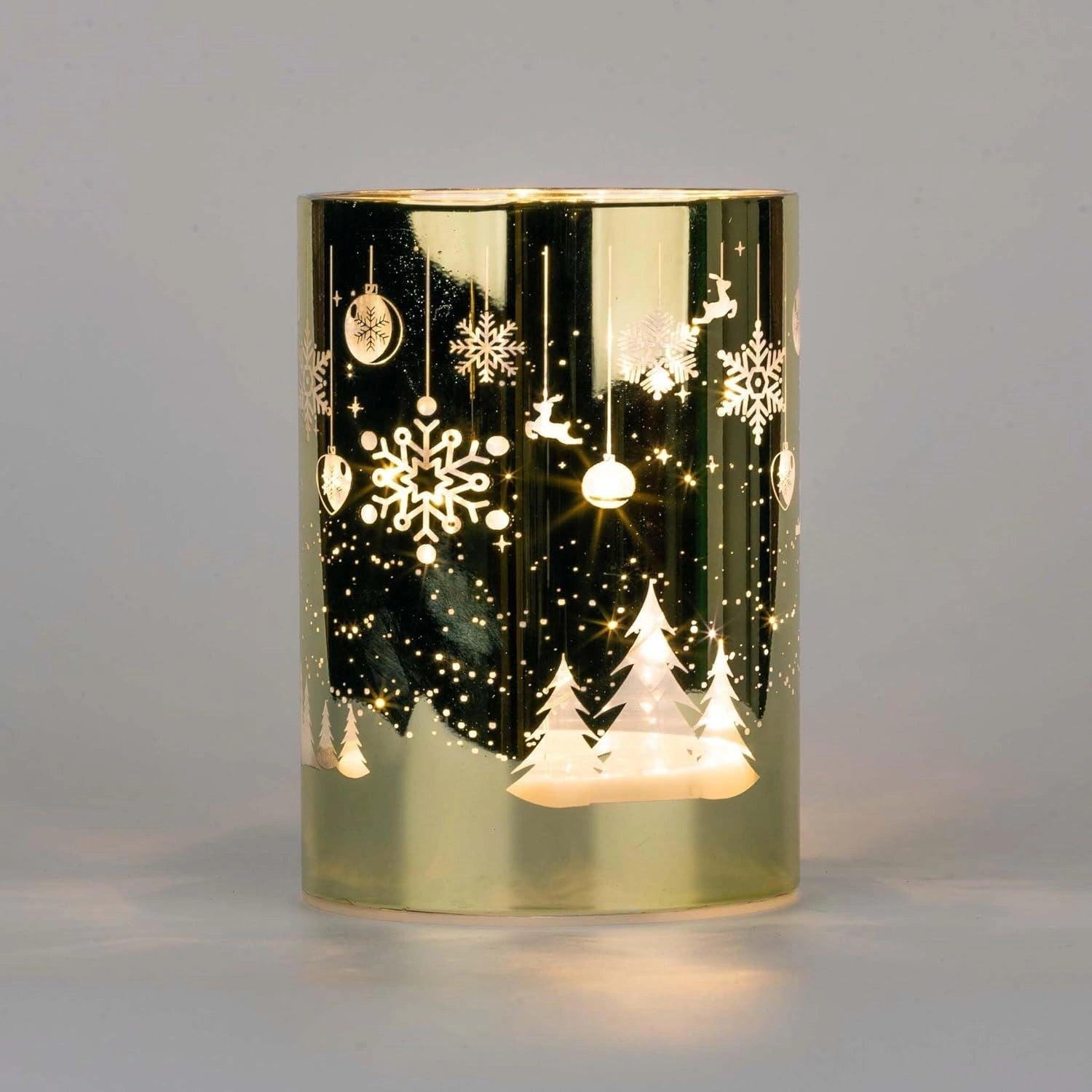 14Cm Christmas Decorated Vase Led Gold Glass Vase / Trees