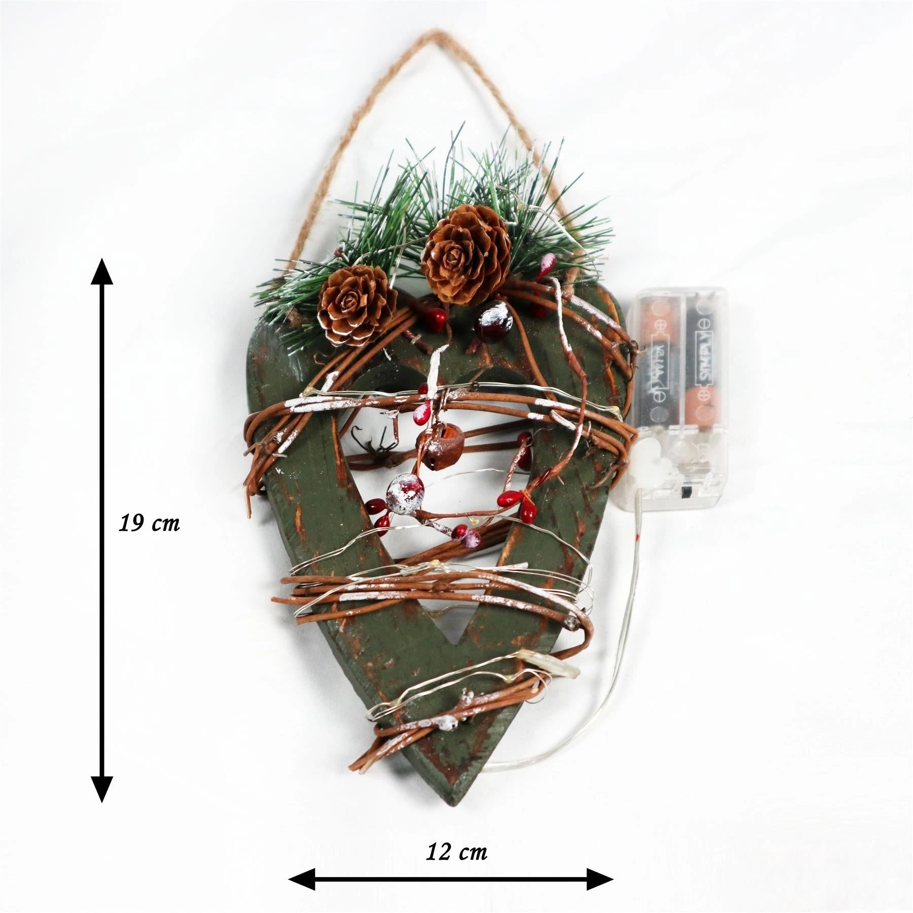 Green Wooden Heart LEDs Christmas Wall Decorations Xmas Party Office Home Pieces