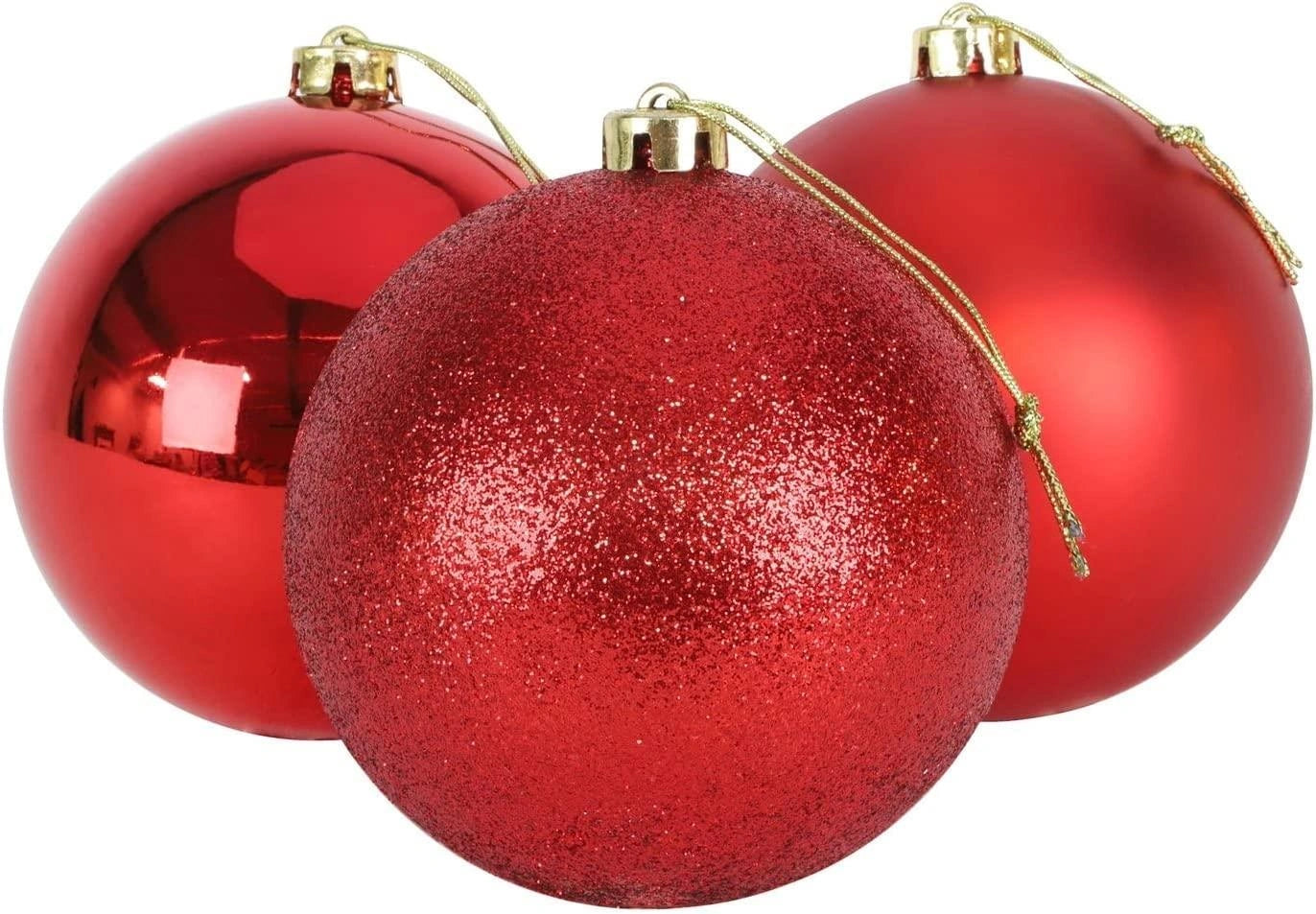 6pcs Christmas Baubles Tree Ornaments Red Balls Xmas Hanging Decorations 10cm