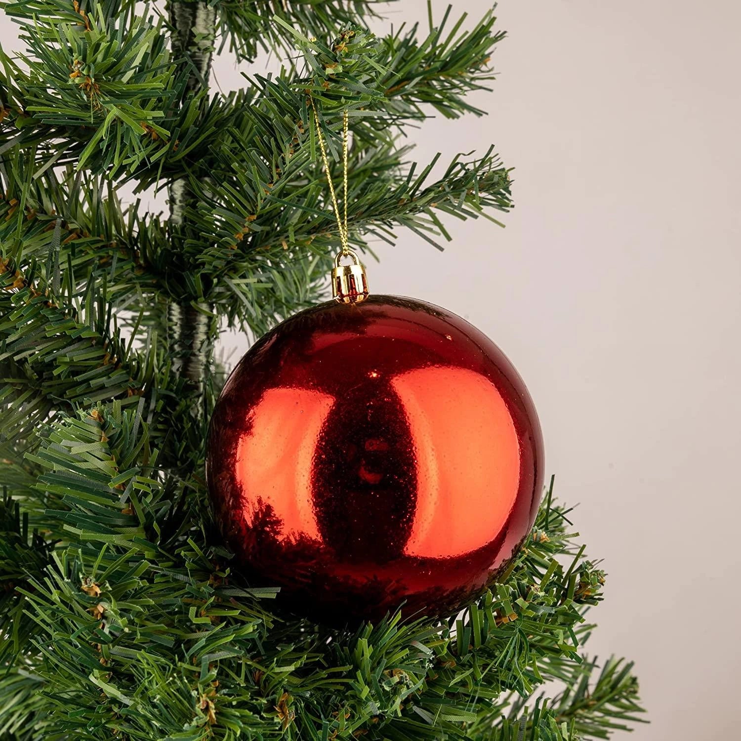 6pcs Christmas Baubles Tree Ornaments Red Balls Xmas Hanging Decorations 10cm