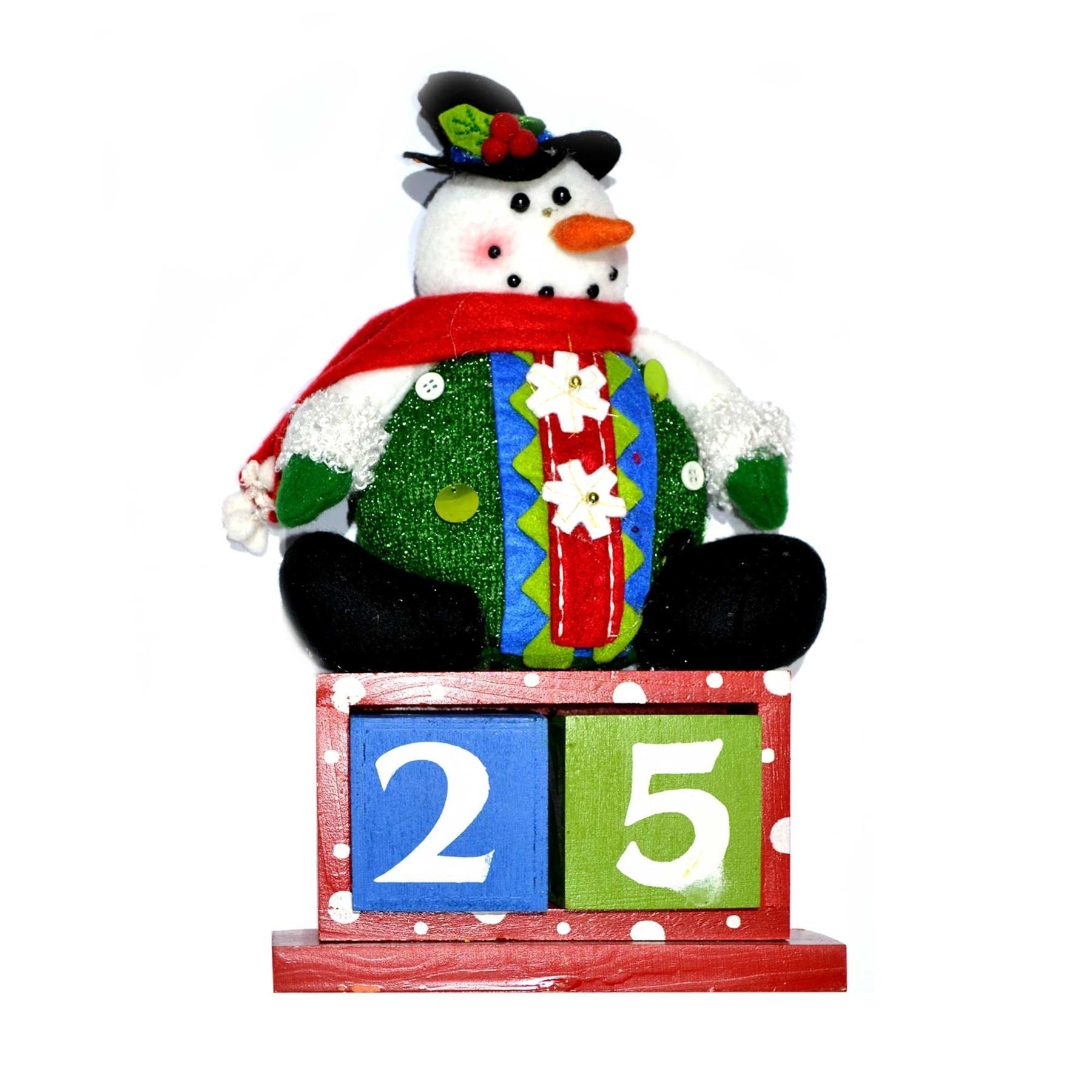 Advent Christmas Calender Wooden Block Snowman Theme Christmas Decorations