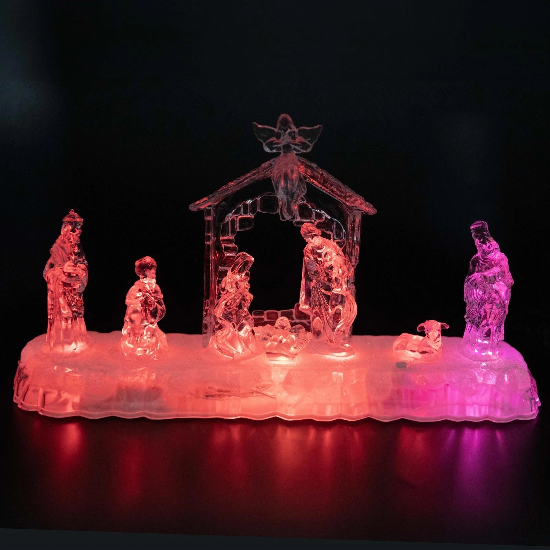 32cm Christmas Pre-Lit LED Nativity Scene Xmas Centerpiece Home Decorations