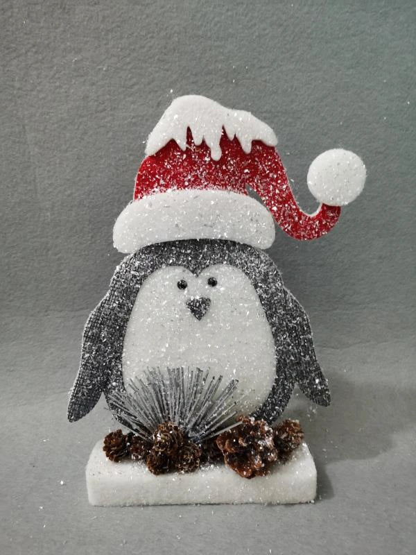 Christmas Decorations Penguin Table Center Piece Window Figure Xmas Home 32cm