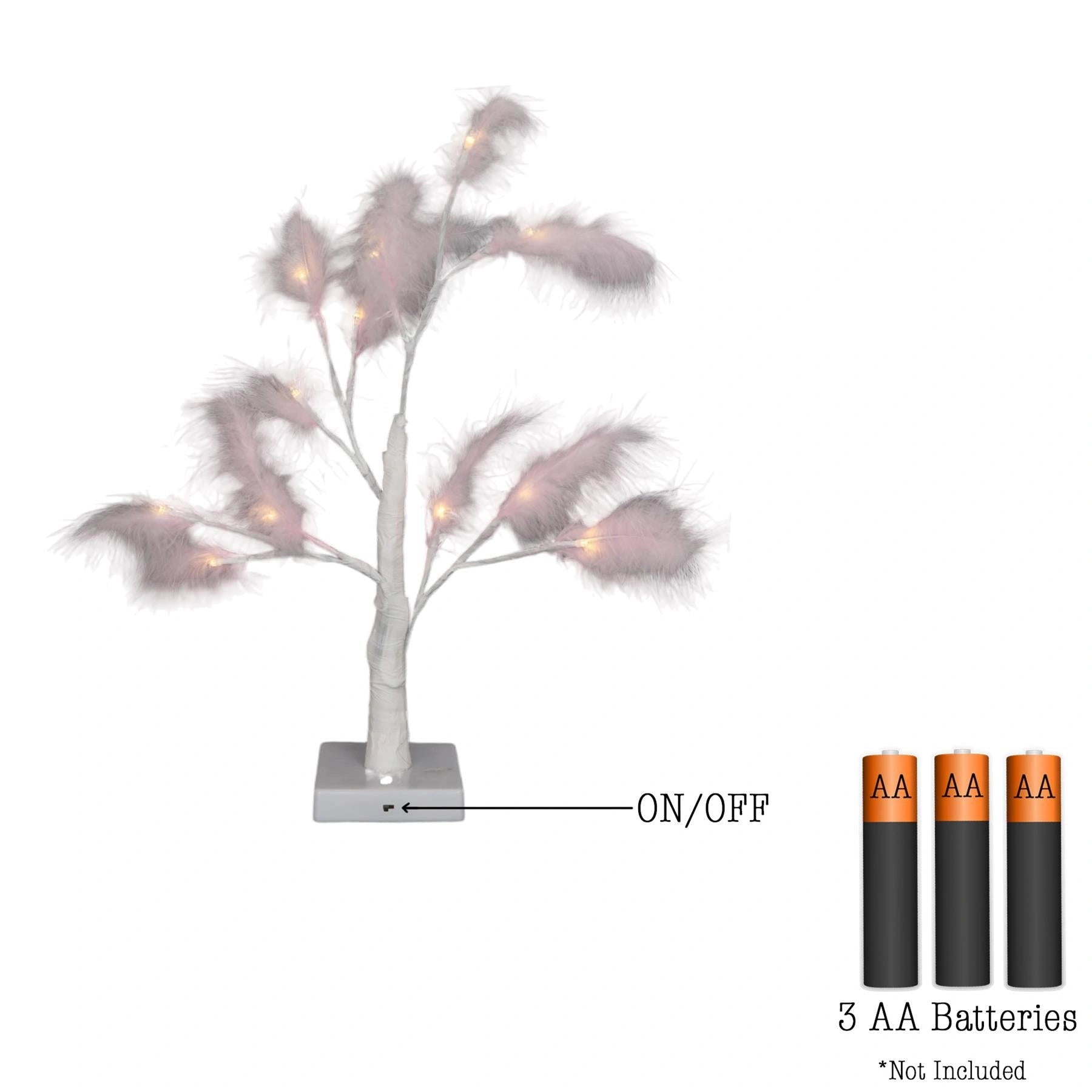 Pre-Lit Pampas Tree Feather Light Pink Table Lamp LED B/O Christmas Decor 55cm