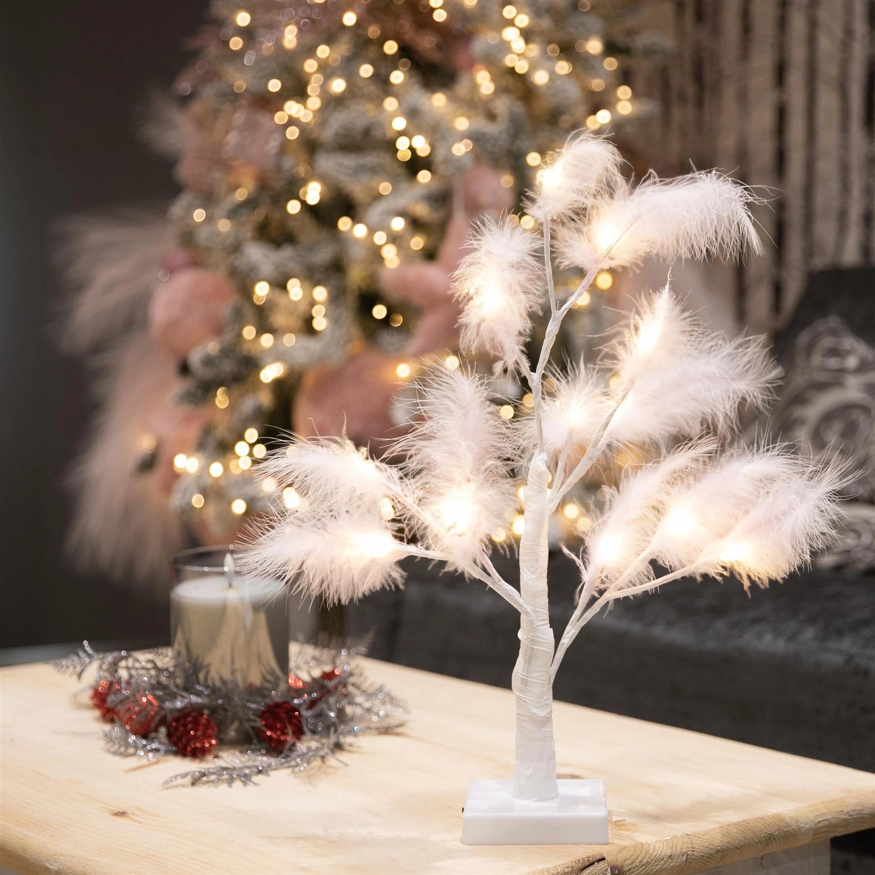 55Cm B/O Pampas Tree Light Pink