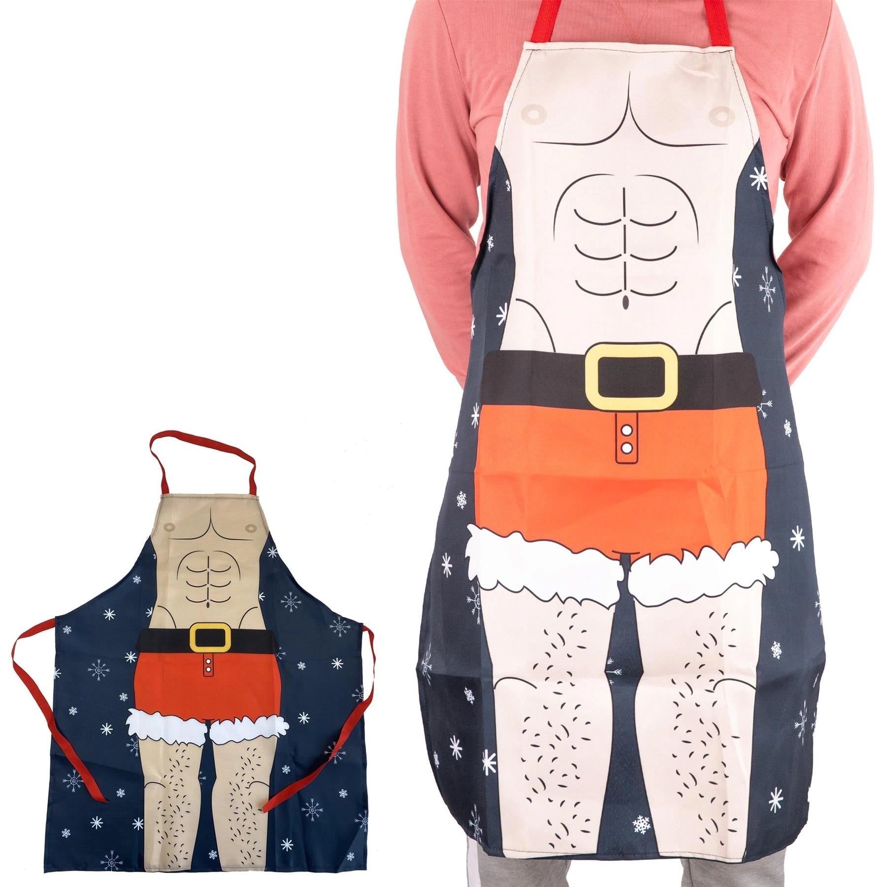 Kitchen Apron Muscle Man Theme Funny Christmas baking Novelty Accessory 70x85cm
