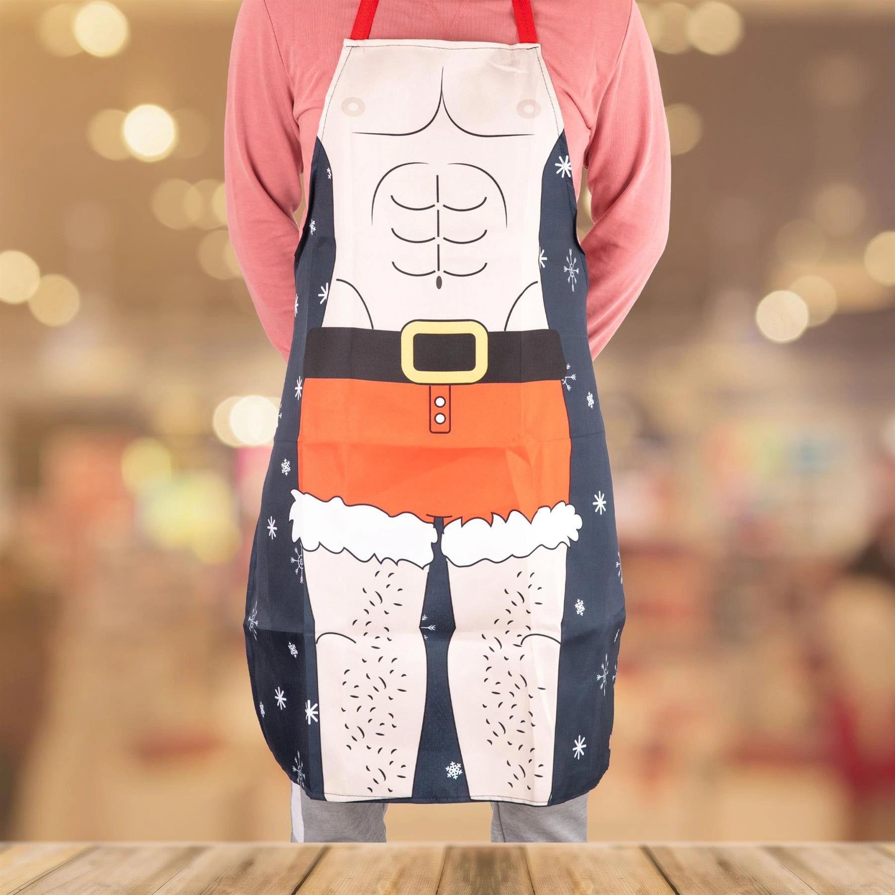 Kitchen Apron Muscle Man Theme Funny Christmas baking Novelty Accessory 70x85cm