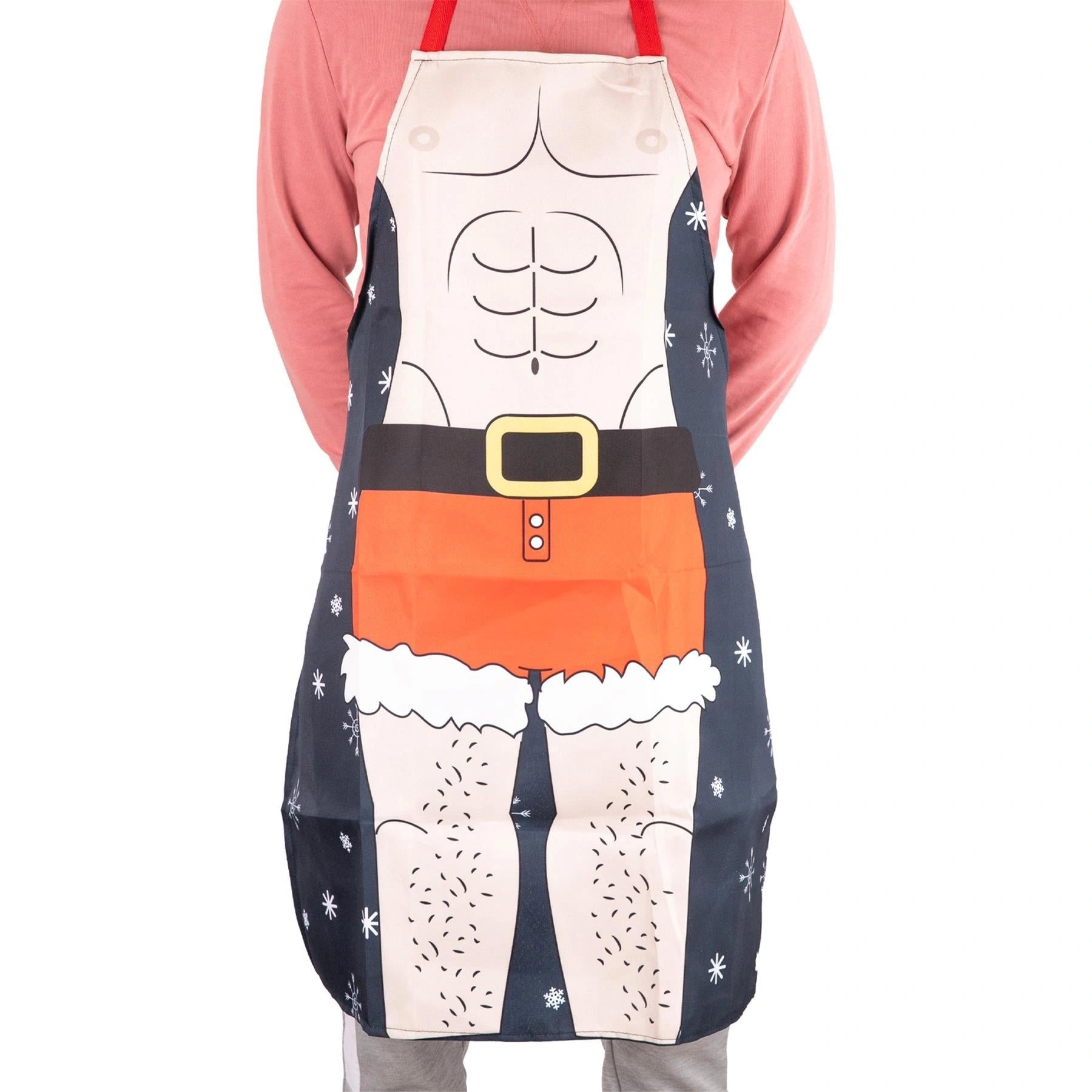 Kitchen Apron Muscle Man Theme Funny Christmas baking Novelty Accessory 70x85cm