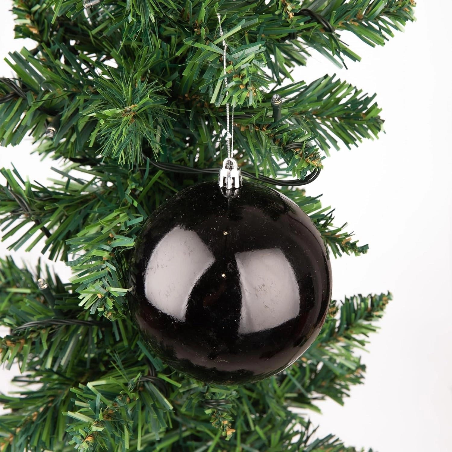 6pcs Christmas Baubles Tree Ornaments Black Balls Xmas Hanging Decorations 10cm