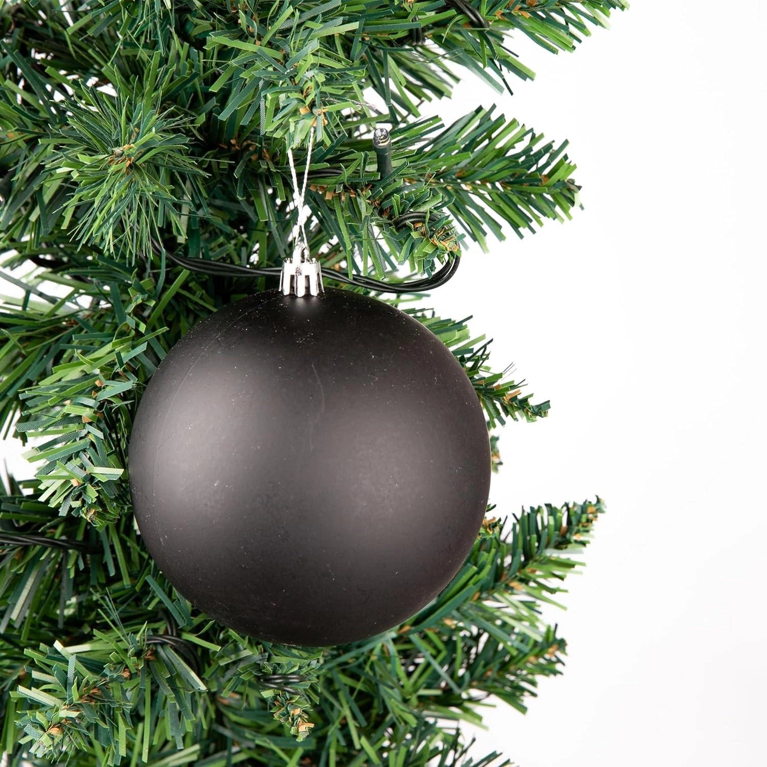 6pcs Christmas Baubles Tree Ornaments Black Balls Xmas Hanging Decorations 10cm