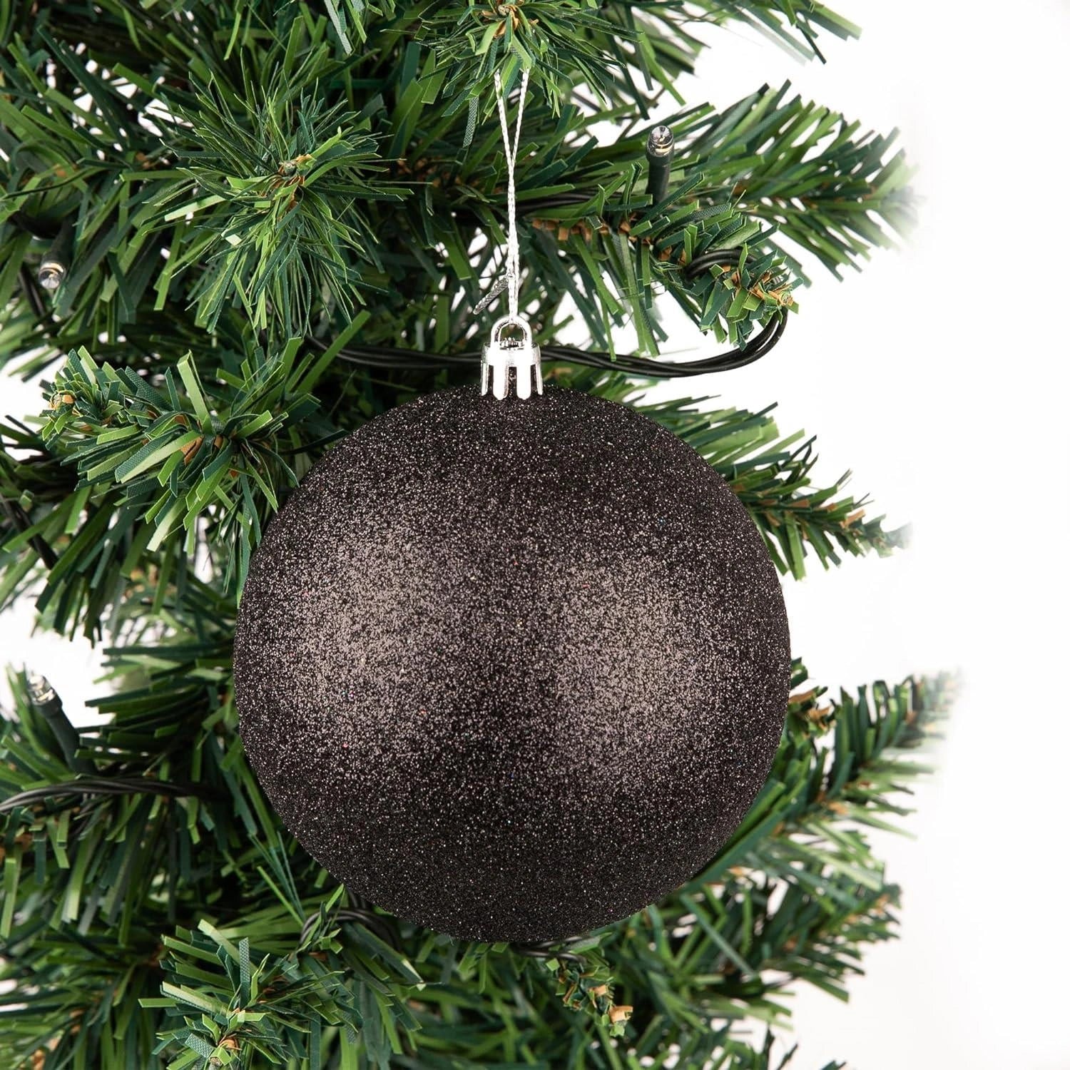 6pcs Christmas Baubles Tree Ornaments Black Balls Xmas Hanging Decorations 10cm
