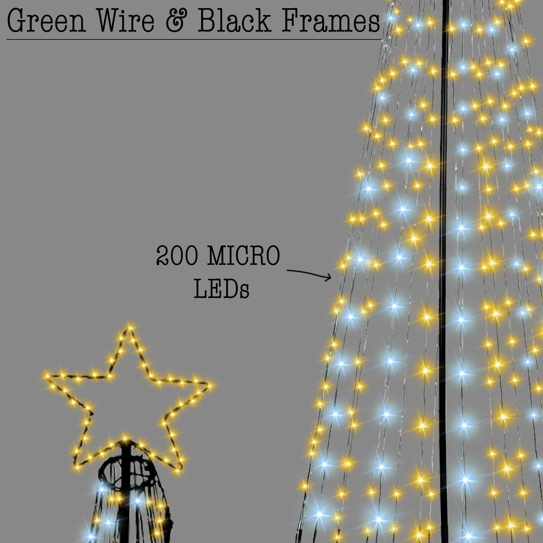 Christmas Cone Tree Maypole Star Topper Multifunction LED Light Xmas Decor 4.6FT
