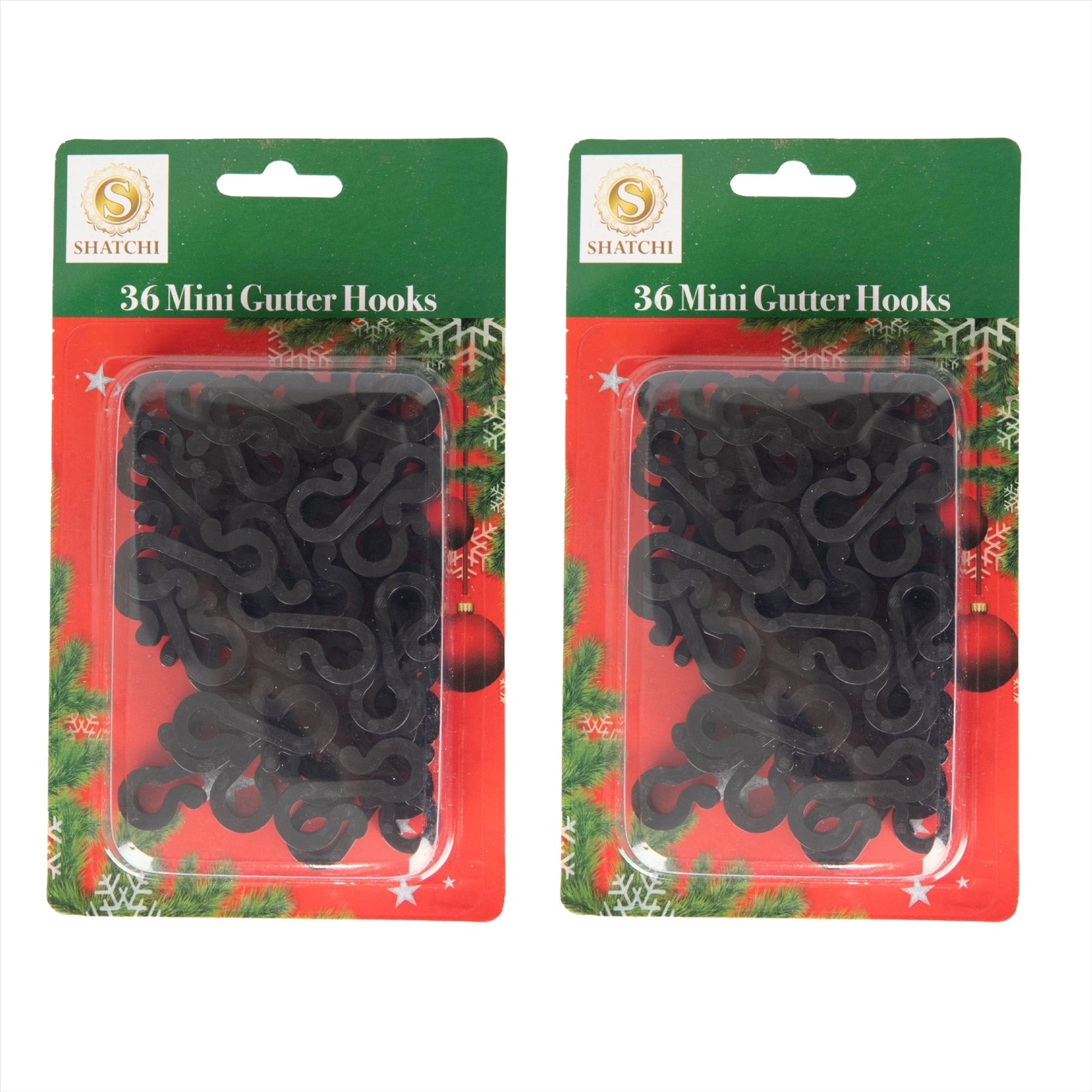 Mini Gutter Hook S Shape Christmas Fairy Light Hanger Black Plastic Clips 36pcs
