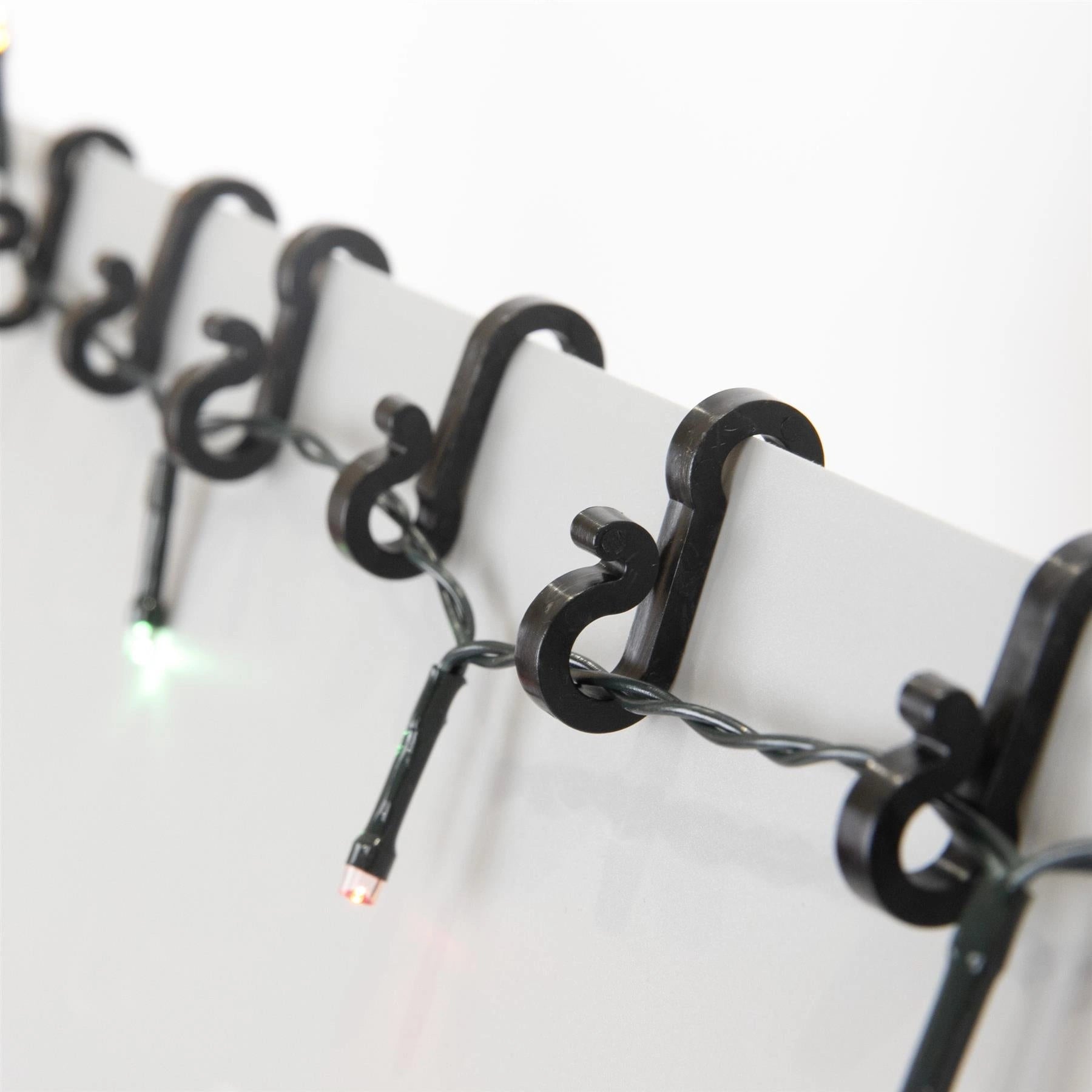 Mini Gutter Hook S Shape Christmas Fairy Light Hanger Black Plastic Clips 36pcs