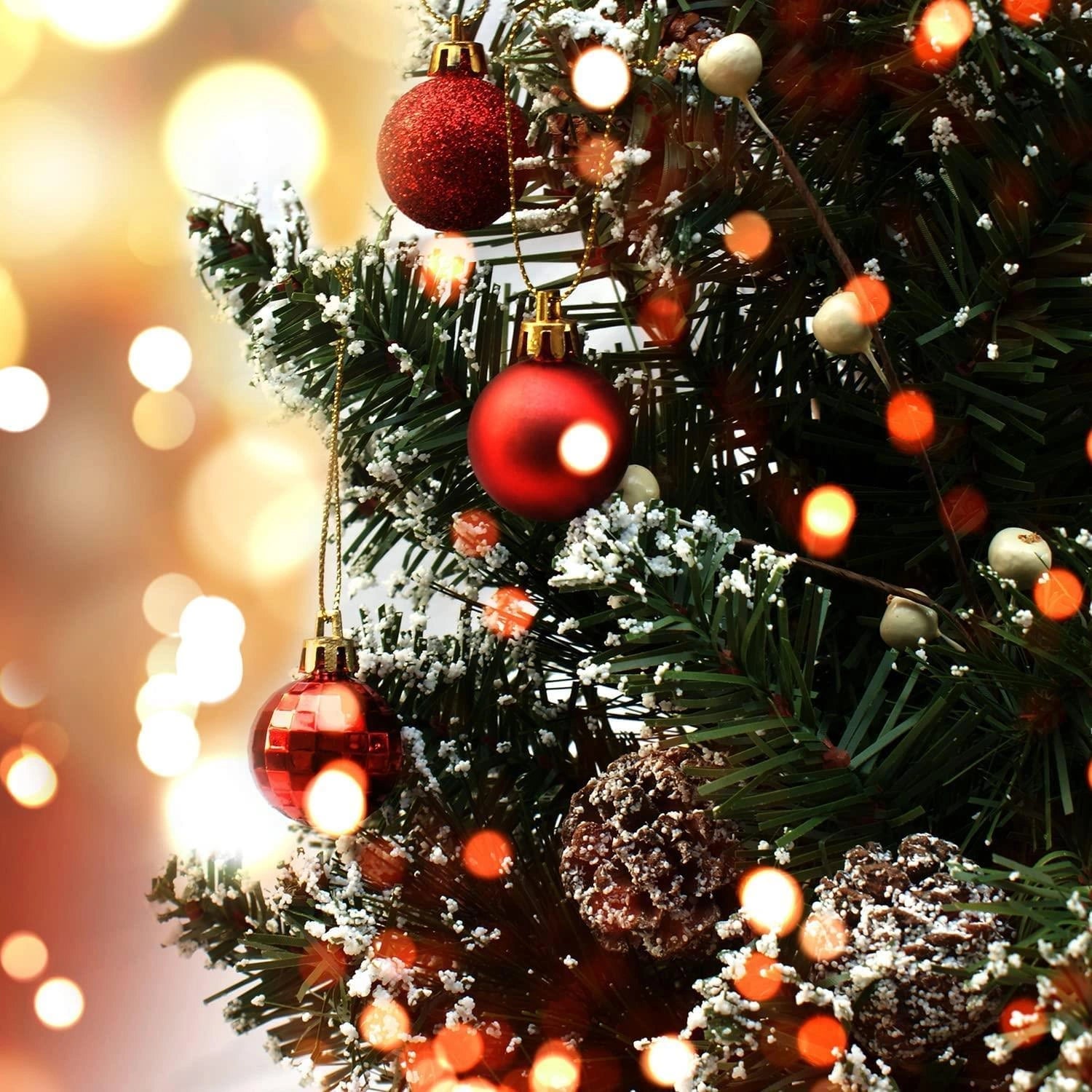 24pcs Christmas Baubles Tree Ornaments Red Balls Xmas Hanging Decorations 30mm