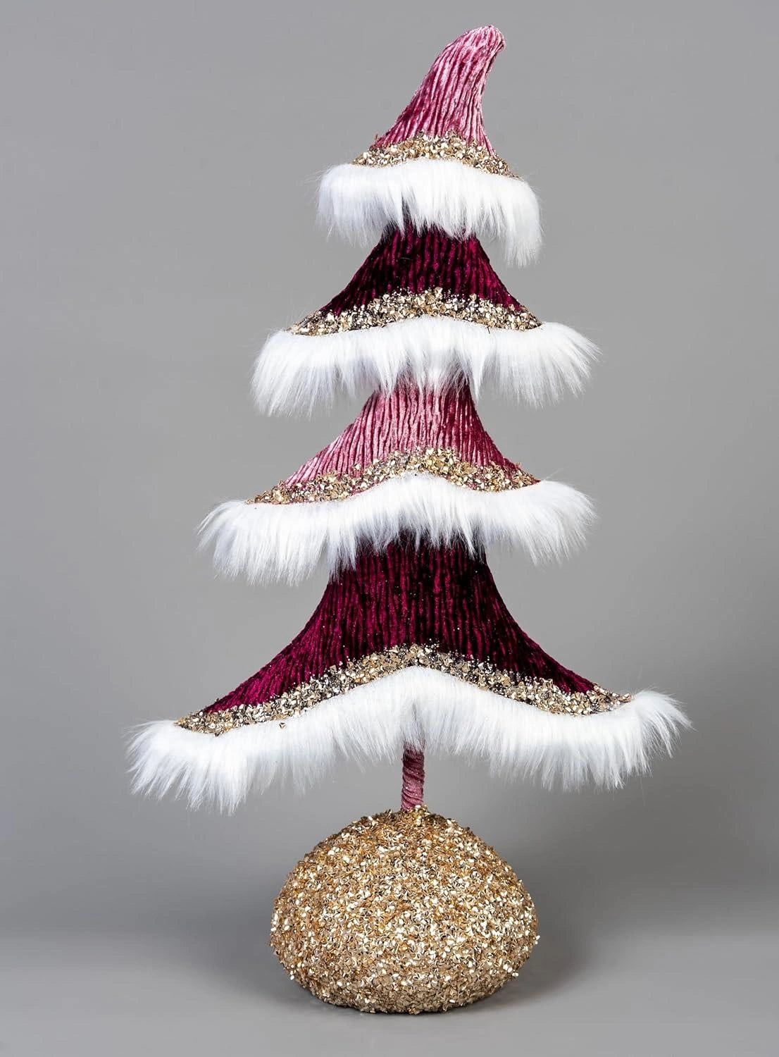 Christmas Tree Figure 47cm Burgundy Centerpiece Tabletop Window Xmas Home Decor