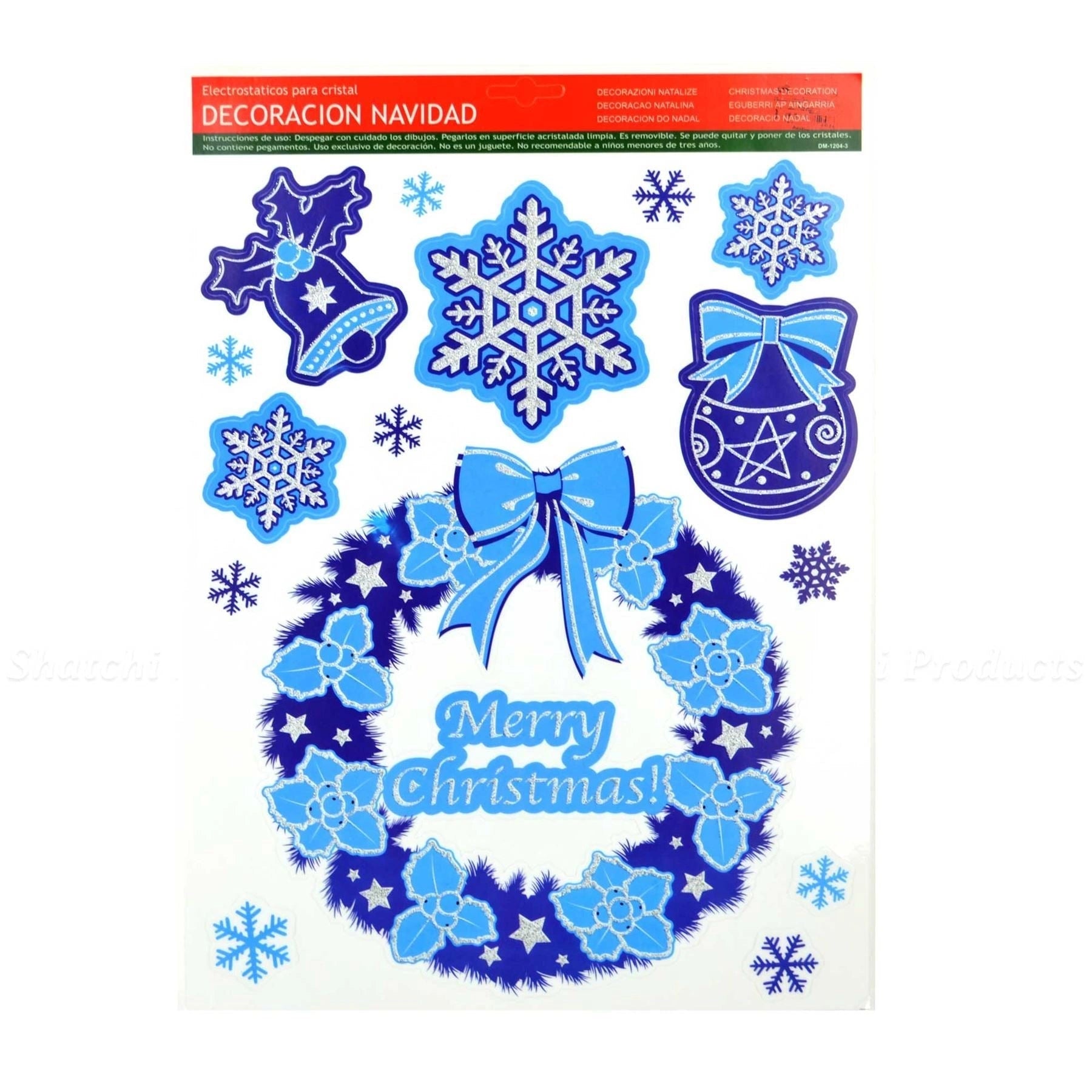 4 Sheets A3 Assorted Size Christmas Window Decorations Stickers Xmas Home Decor