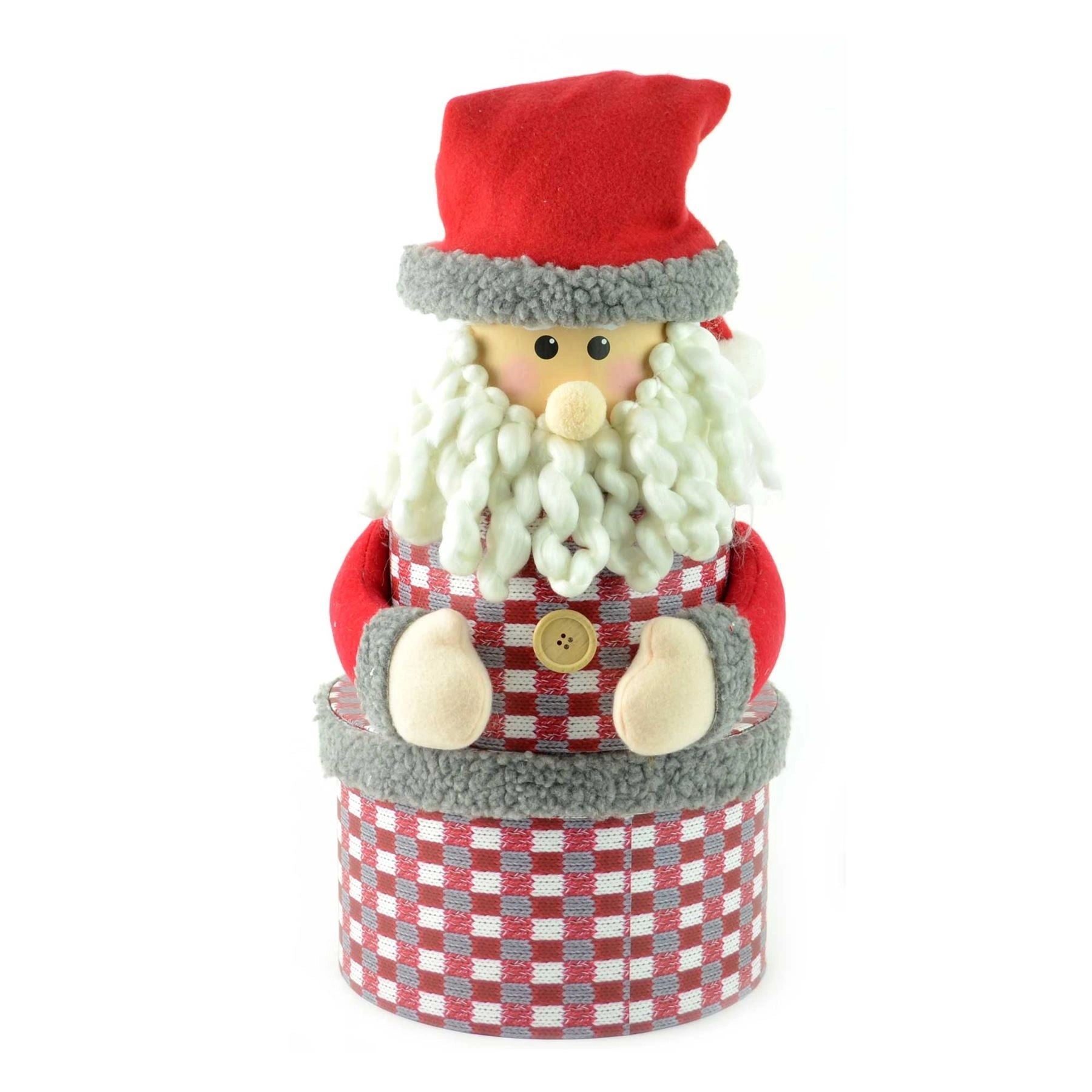 Round Santa Claus Christmas Novelty 3 Pcs Box Set Xmas Decoration Gift Present Boxes