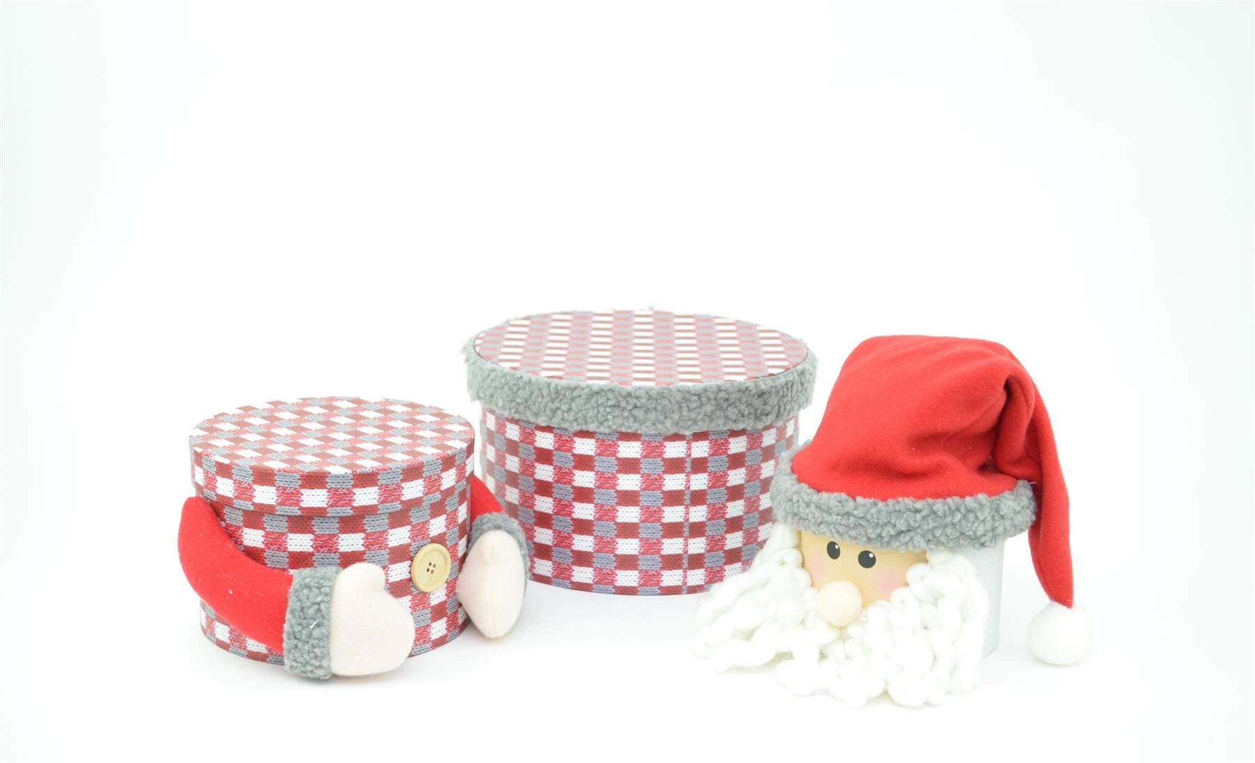 Round Santa Claus Christmas Novelty 3 Pcs Box Set Xmas Decoration Gift Present Boxes