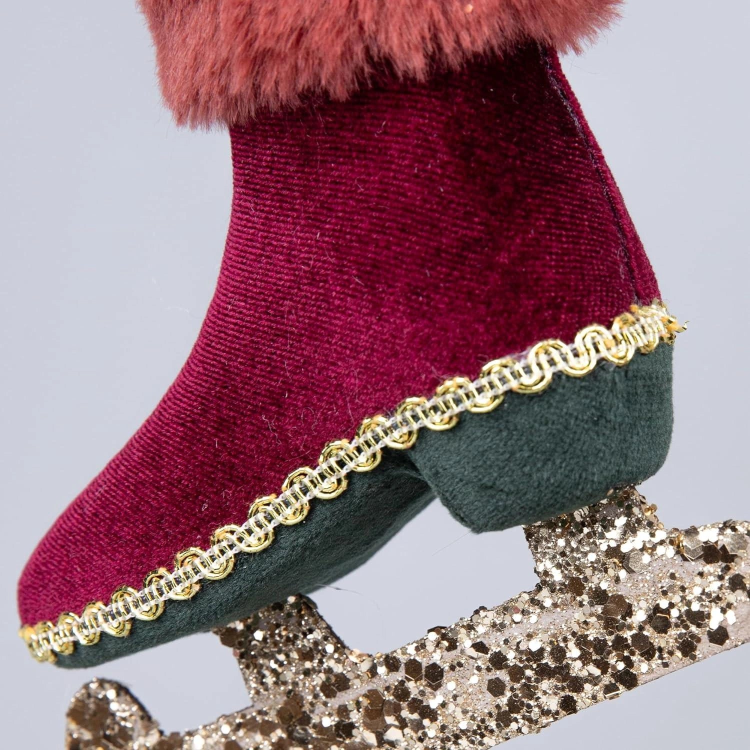 1XChristmas Hanging Ornament Tree Pendant Burgundy IceSkate Boot 12cm Xmas Decor