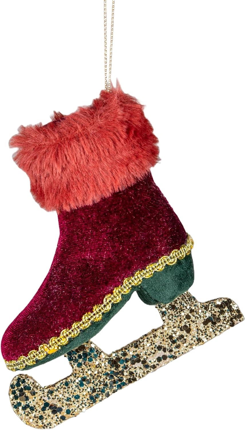 Ice Skate Burgandy 11X12Cm - Christmas Hanging Decoration