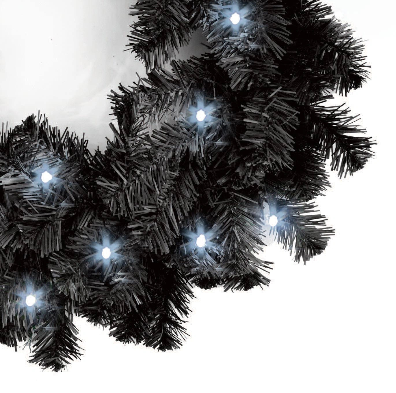 Pre-Lit Imperial Pine Cool White Leds Black Wreath 55Cm