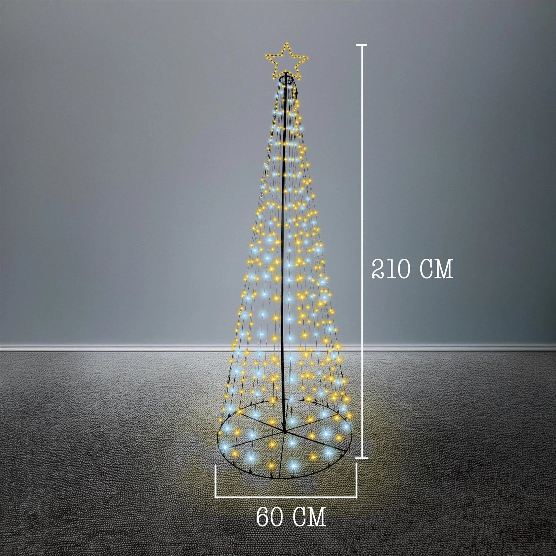 Christmas Cone Tree Maypole Star Topper Multifunction LED Lights Xmas Decor 7FT