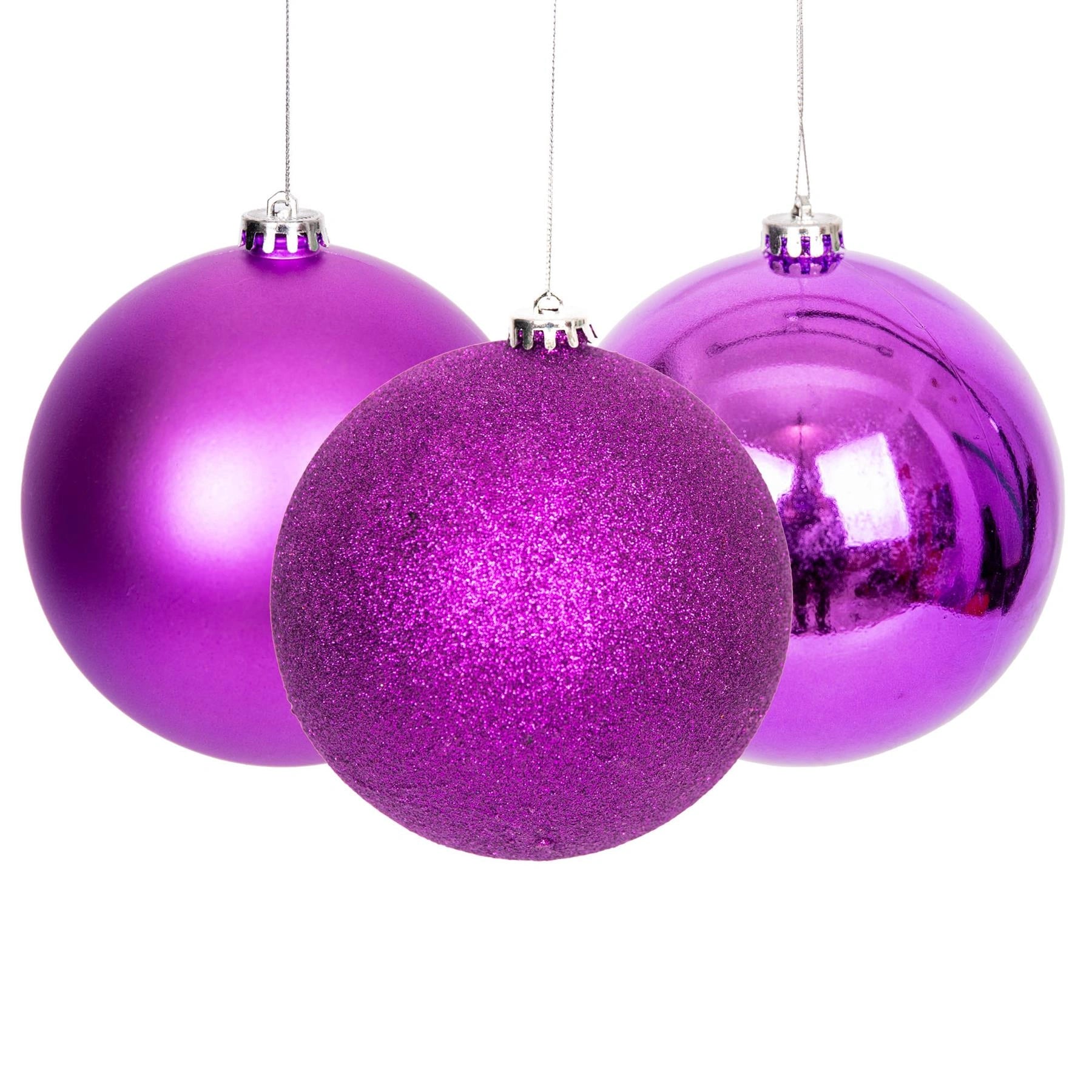 Baubles Purple 15Cm 3Pcs Pvc