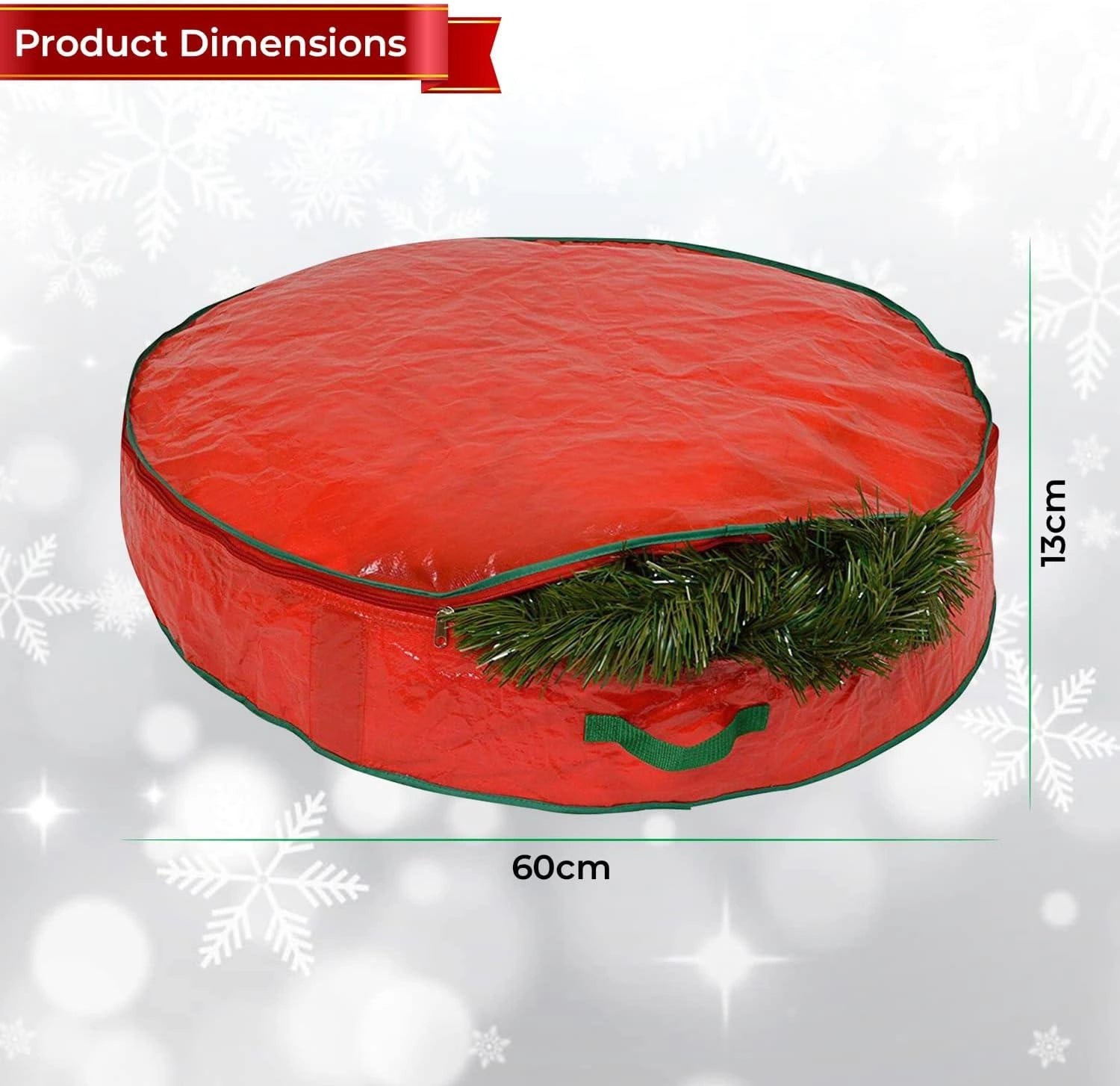 Christmas 55cm Wreath Garland Storage Bags Zippered Waterproof Durable Container